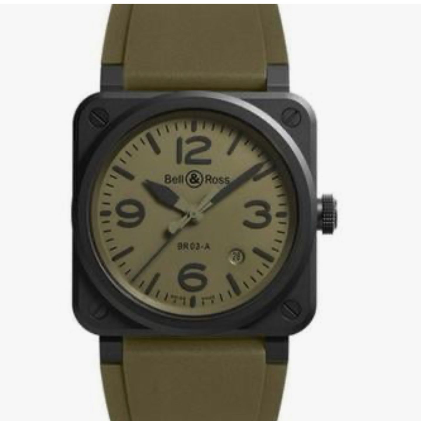 Bell & Ross BR 03 BR03A-MIL-CE/SRB (2024) - Groen wijzerplaat 41mm Keramiek (1/1)