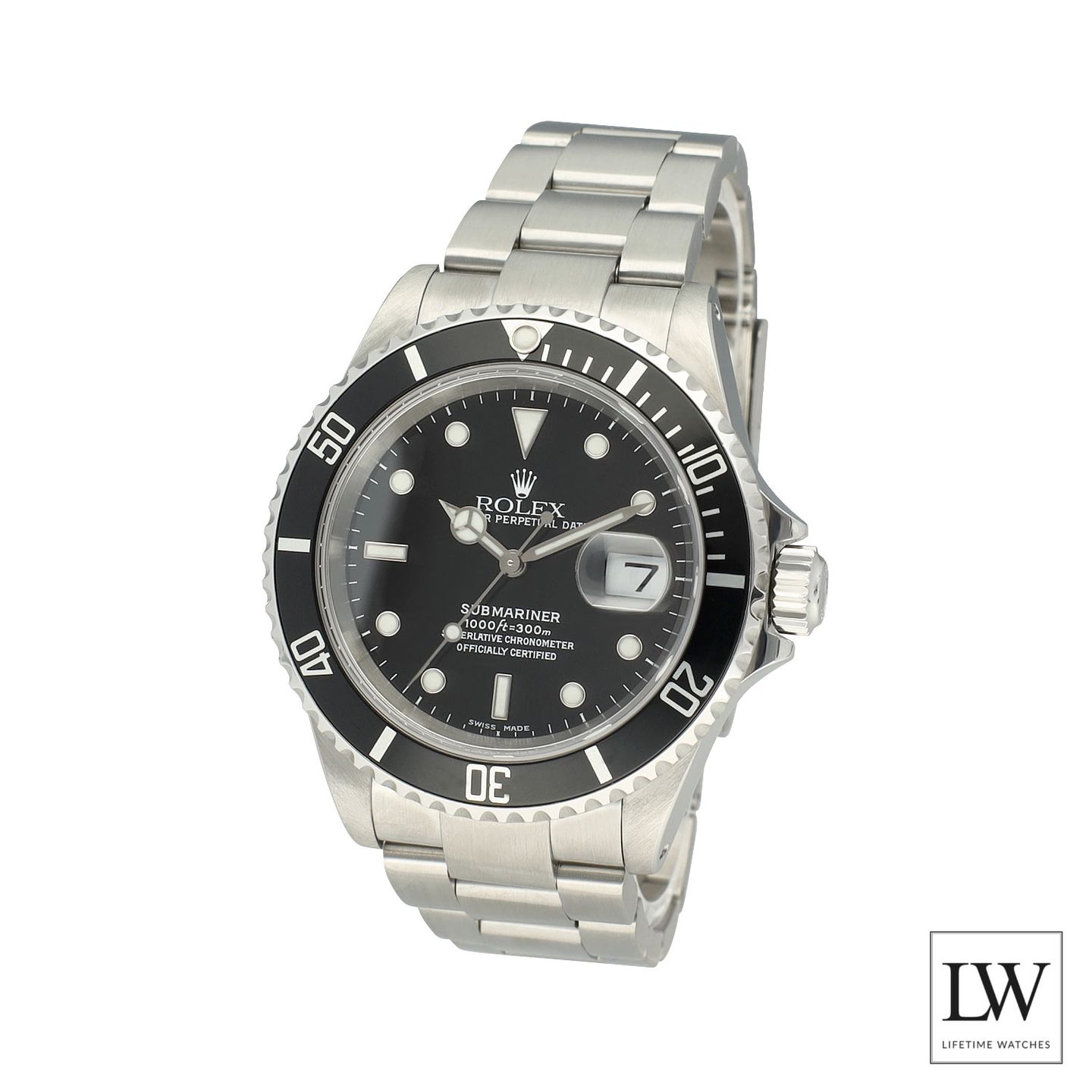 Rolex Submariner Date 16610 (2000) - Zwart wijzerplaat 40mm Staal (3/8)