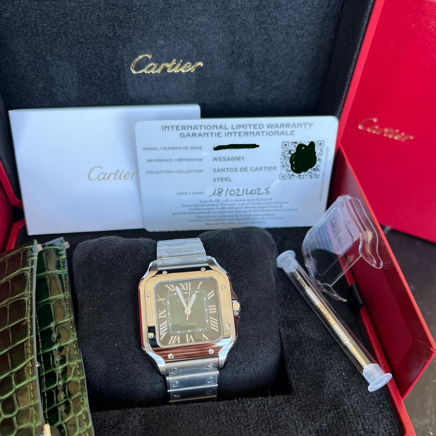 Cartier Santos WSSA0061 (2025) - Green dial 35 mm Steel case (1/4)