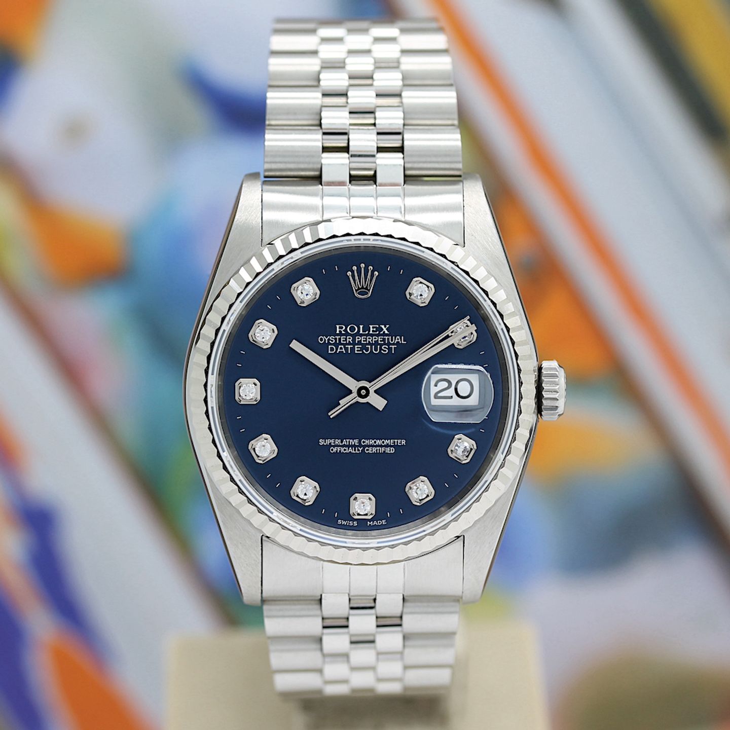 Rolex Datejust 36 16234 (1998) - Blue dial 36 mm Steel case (3/8)