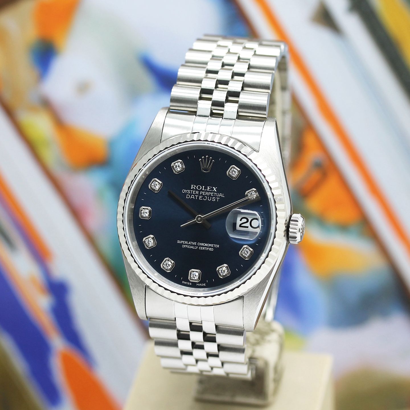 Rolex Datejust 36 16234 (1998) - Blue dial 36 mm Steel case (8/8)