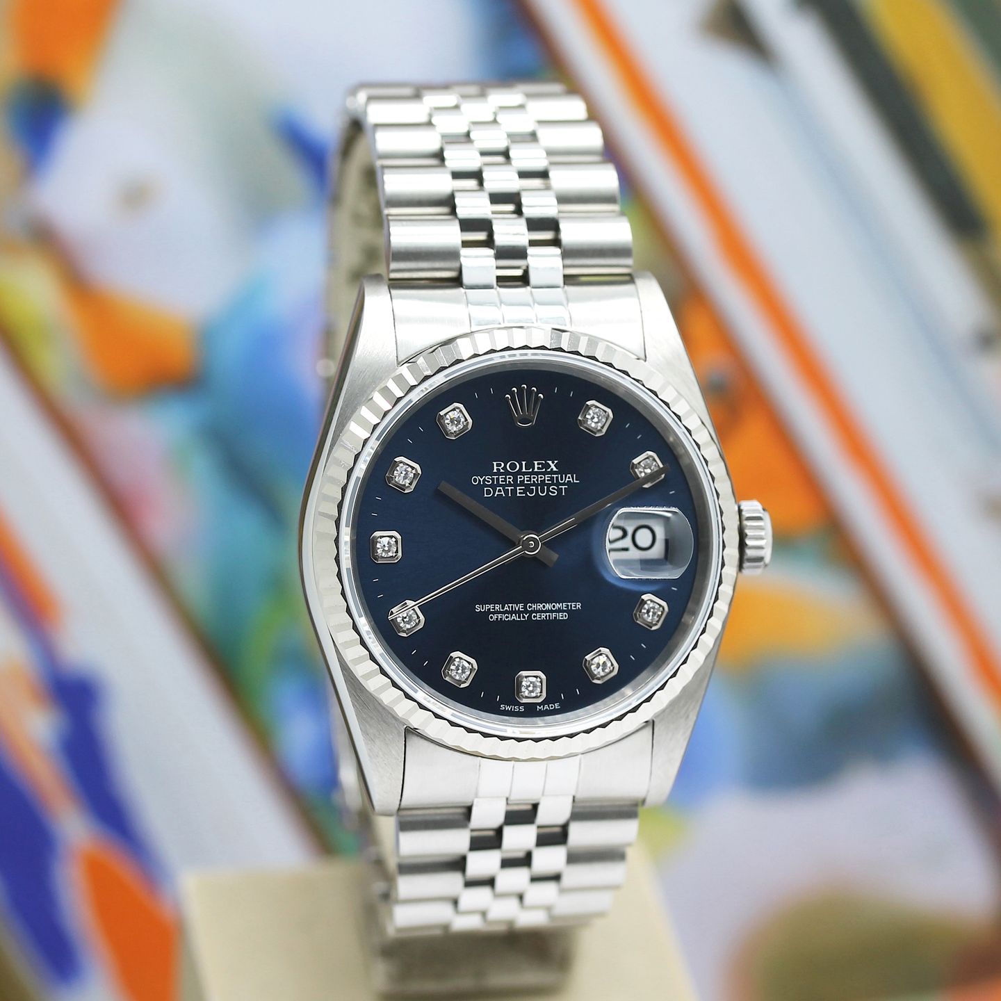 Rolex Datejust 36 16234 (1998) - Blue dial 36 mm Steel case (7/8)