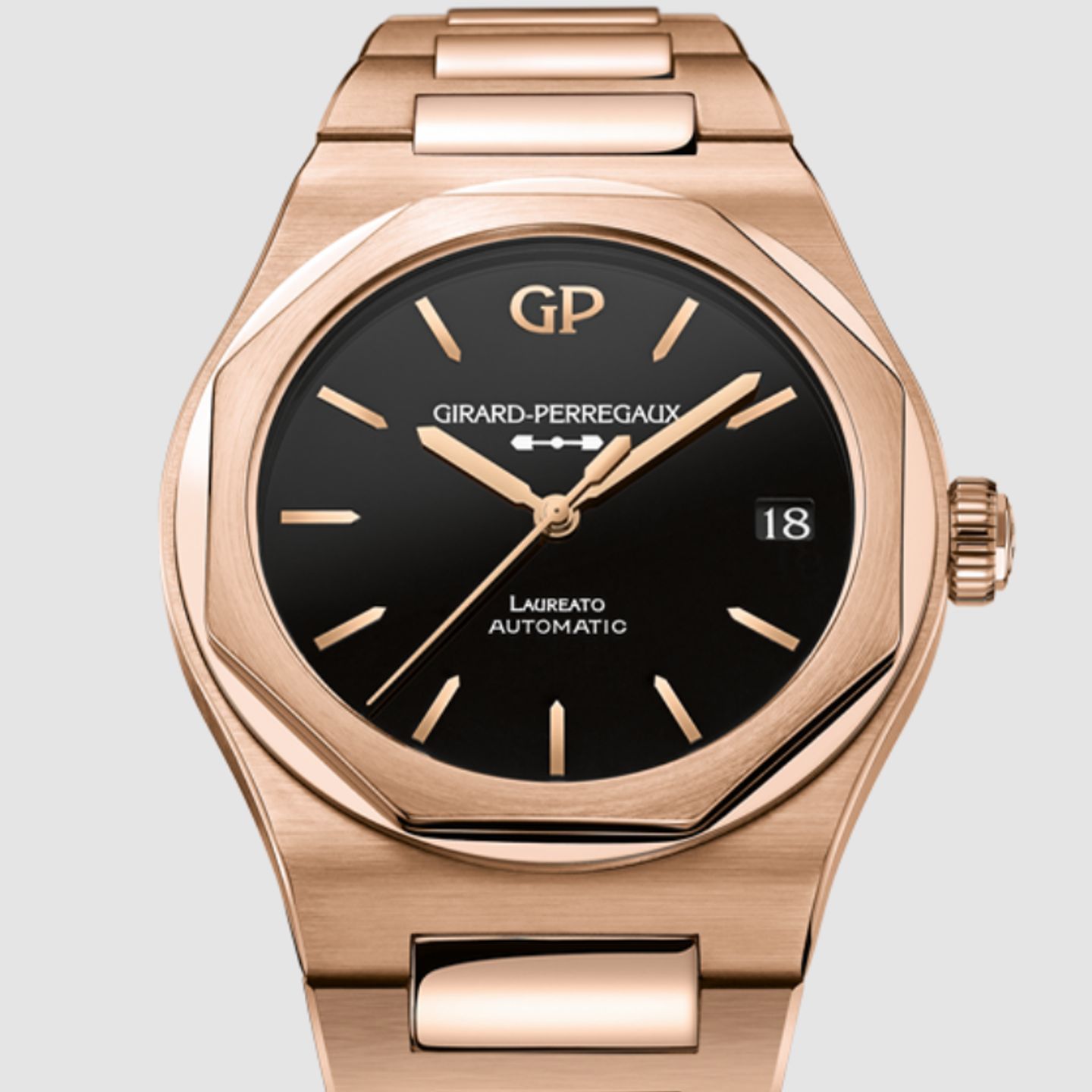 Girard-Perregaux Laureato 81010-52-3118-1CM (2024) - Zwart wijzerplaat 42mm Roségoud (1/1)