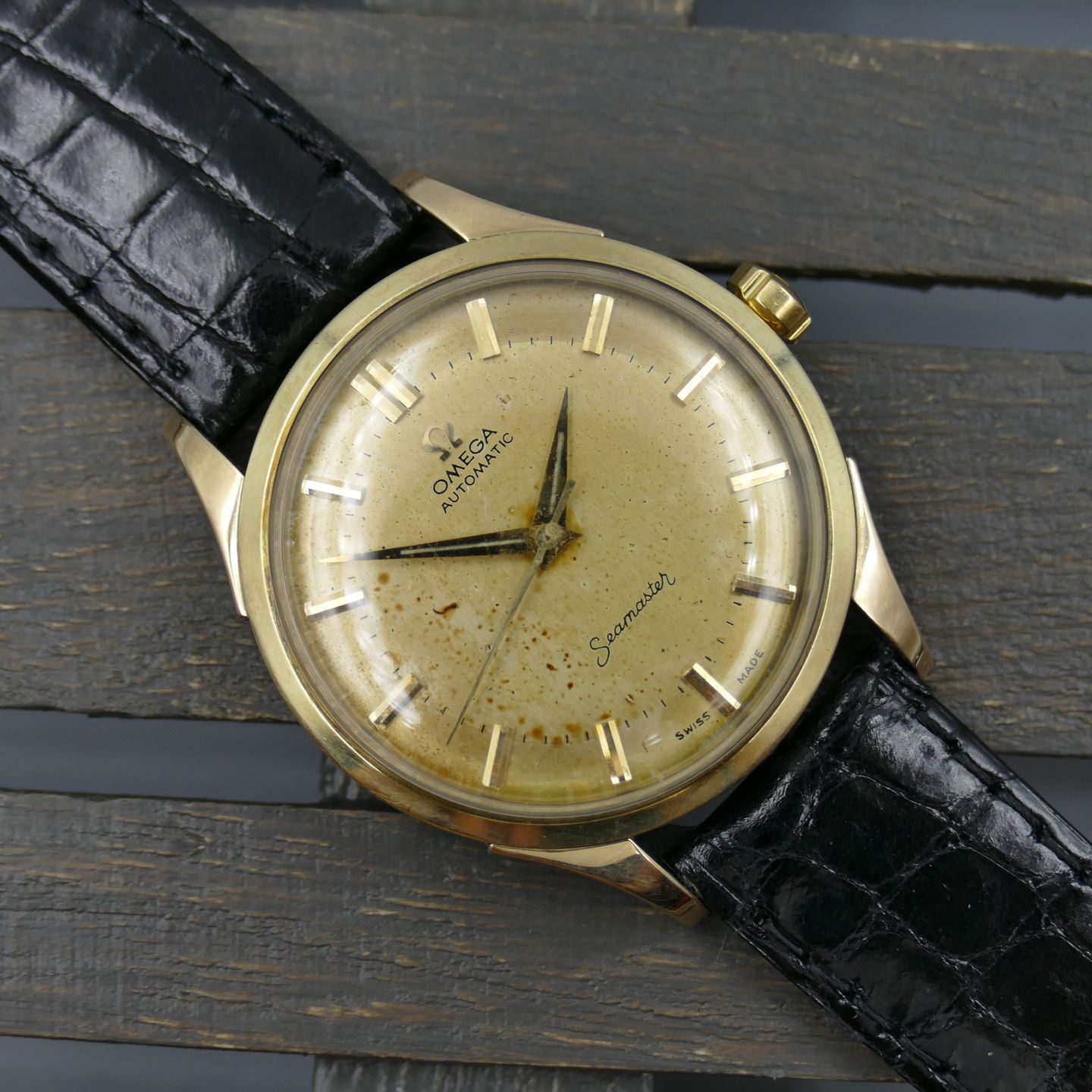 Omega Vintage Seamaster ref 2637 -7 SC automatic cal 354 gold cap (1950) - Goud wijzerplaat 35mm Goud/Staal (1/8)