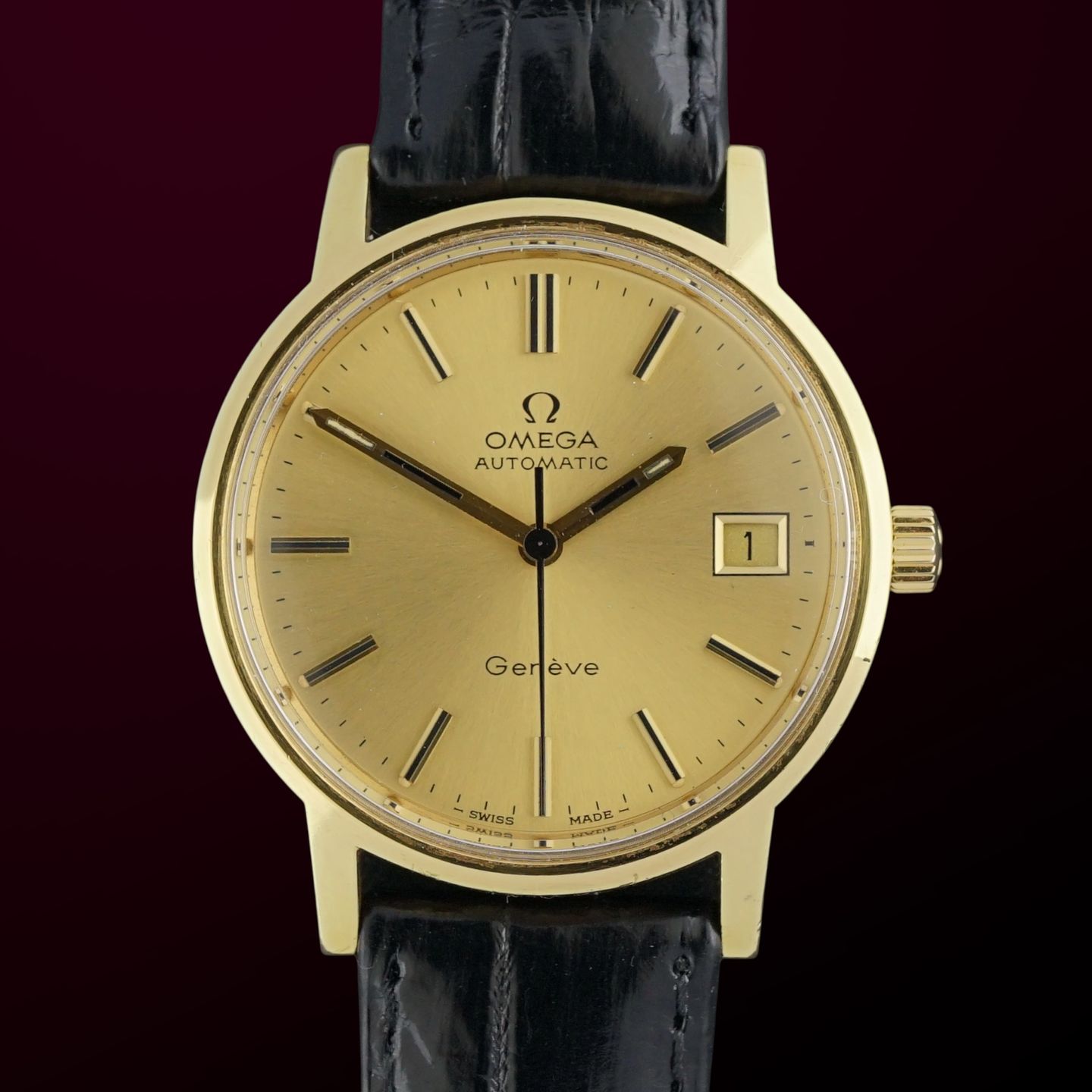 Omega Genève 166.0163 (1973) - Goud wijzerplaat 35mm Goud/Staal (1/8)