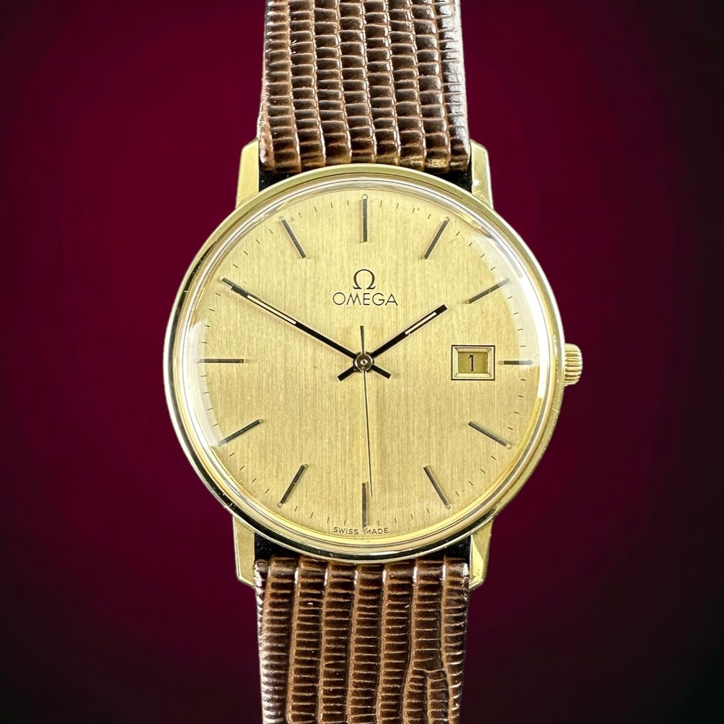 Omega Vintage 196.0295 (1984) - Goud wijzerplaat 33mm Geelgoud (1/8)