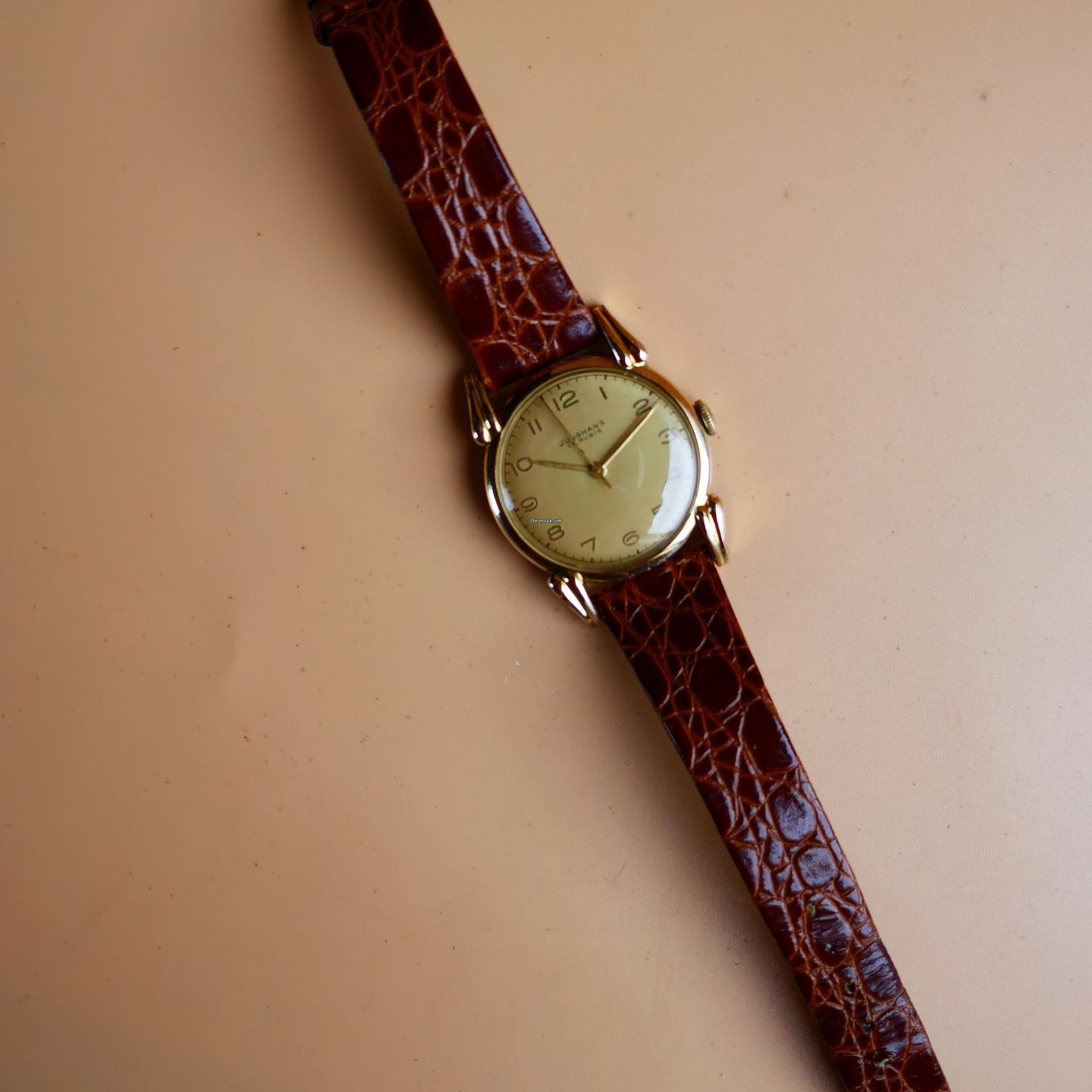 Junghans Vintage Junghans J80 (1949) - Champagne dial 32 mm Gold/Steel case (6/8)