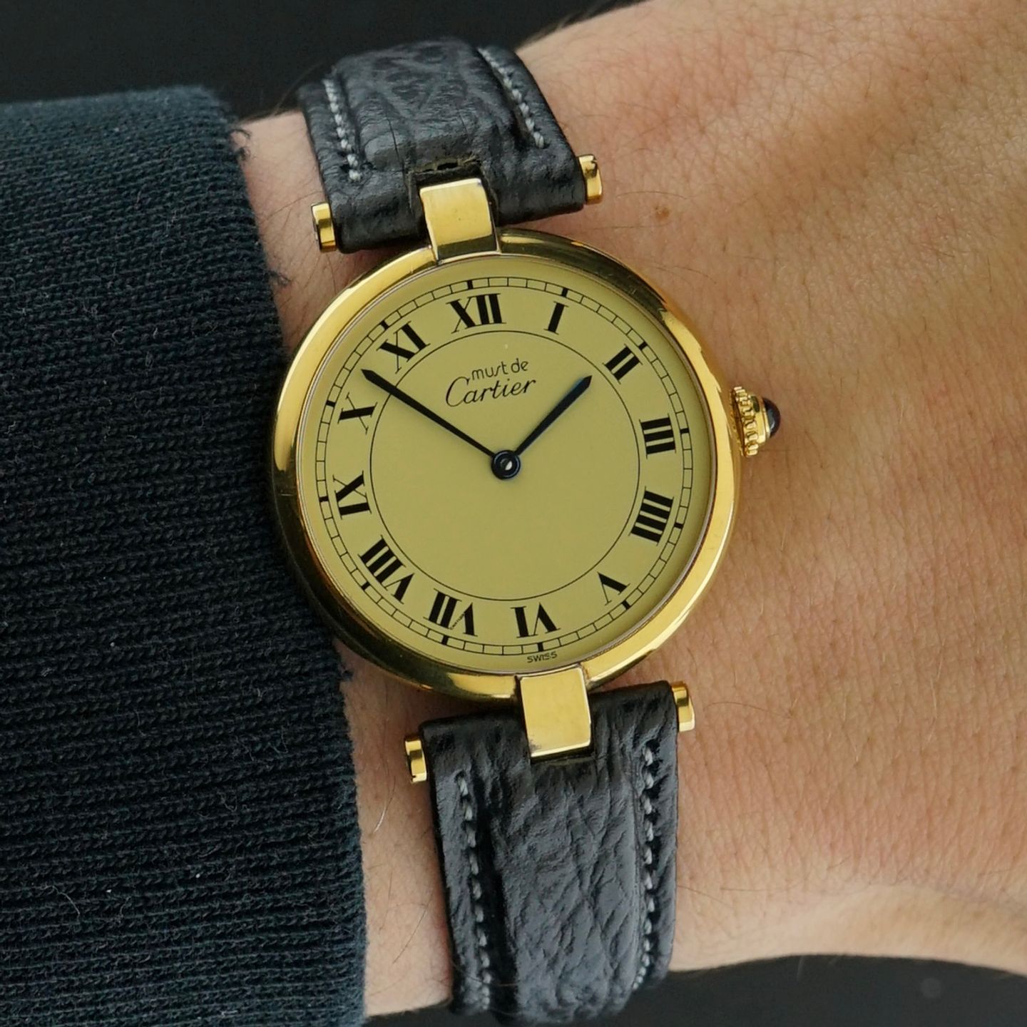 Cartier Vendome 590003 (1990) - Champagne wijzerplaat 30mm Staal (2/8)