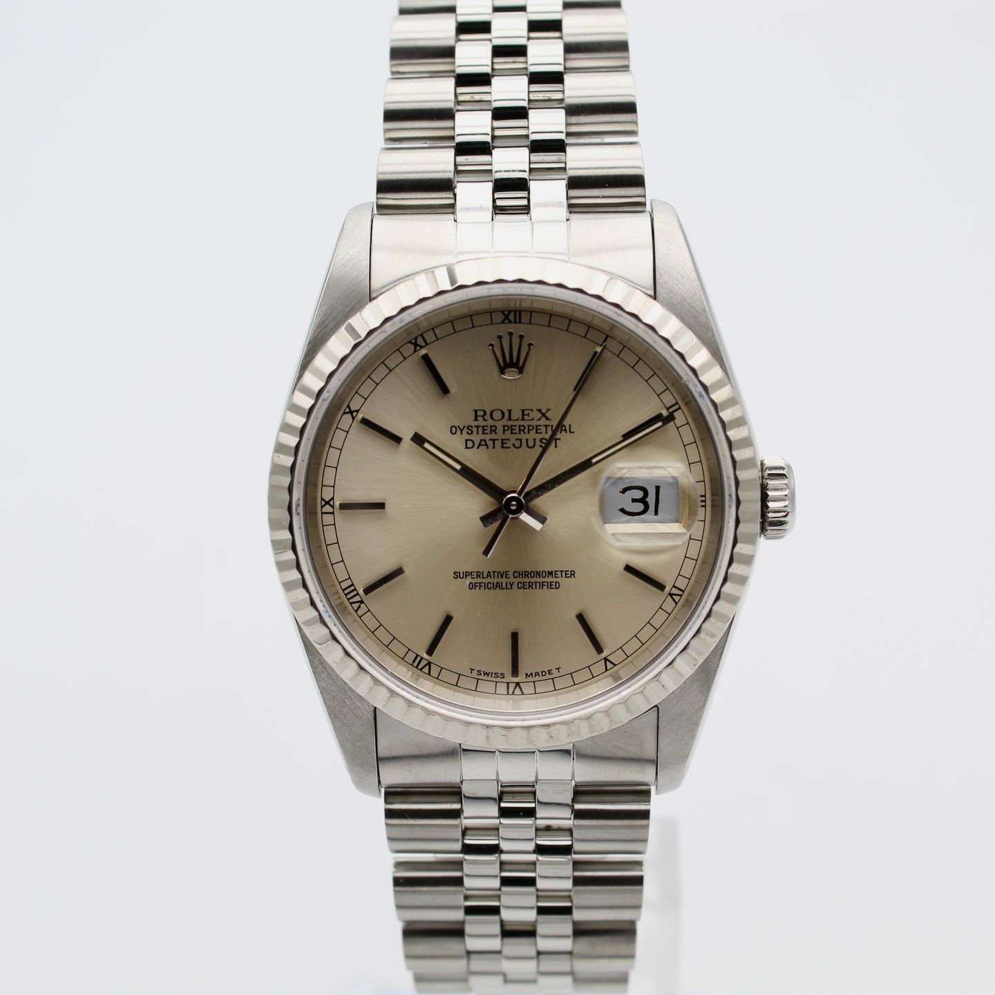 Rolex Datejust 36 16234 (1990) - Zilver wijzerplaat 36mm Staal (1/8)