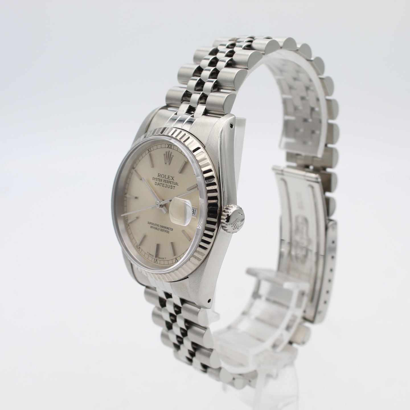 Rolex Datejust 36 16234 (1990) - Zilver wijzerplaat 36mm Staal (3/8)