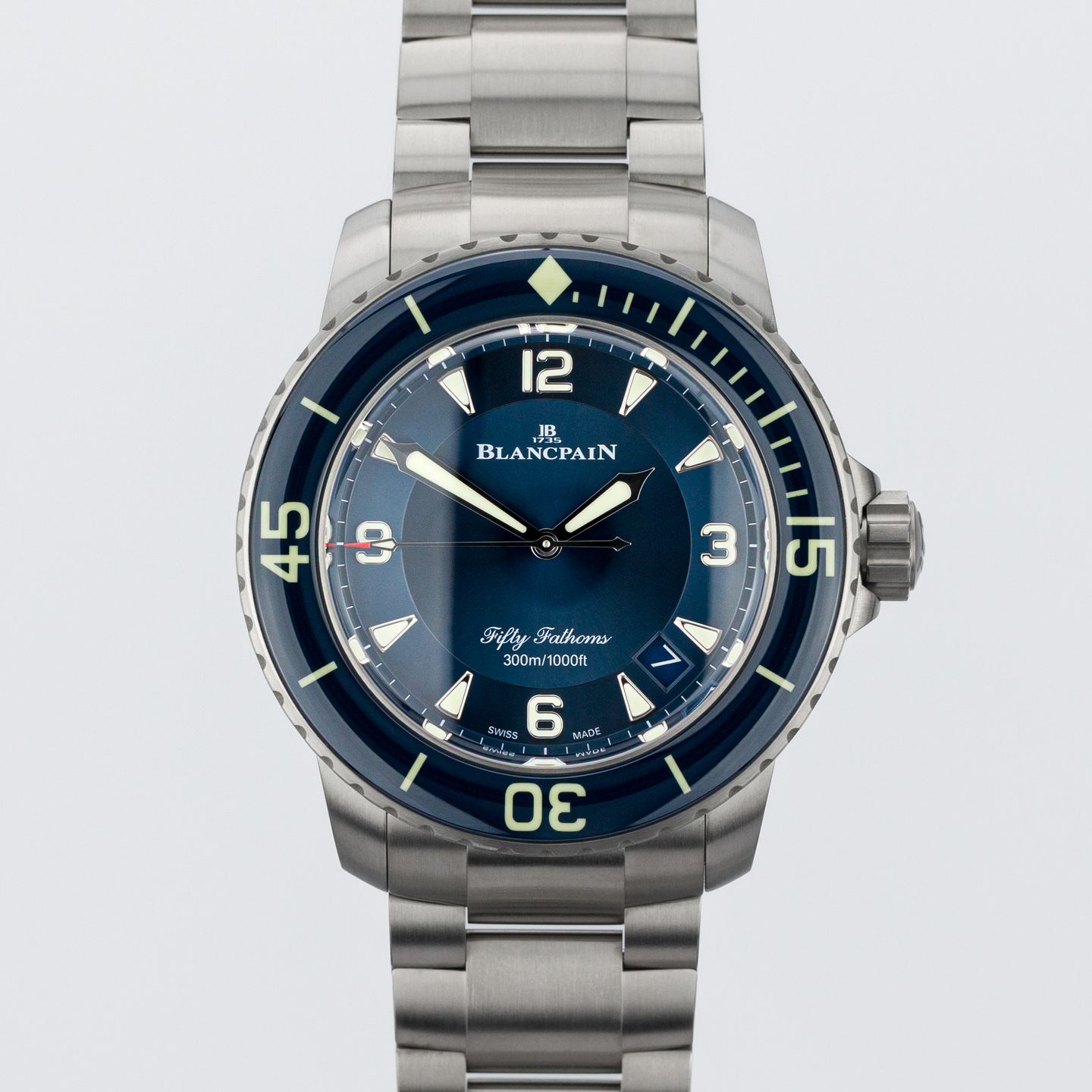 Blancpain Fifty Fathoms 5015-12B40-98B (2024) - Blauw wijzerplaat 46mm Titanium (1/8)