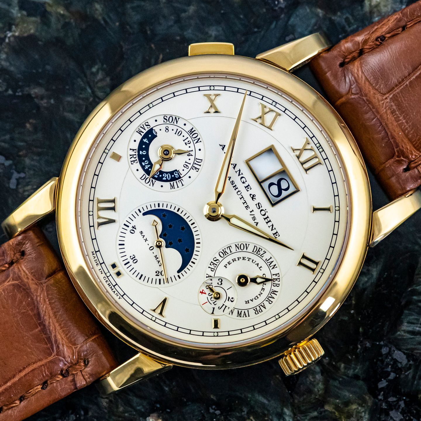 A. Lange & Söhne Langematik Perpetual 310.021 (2003) - Wit wijzerplaat 39mm Geelgoud (1/8)