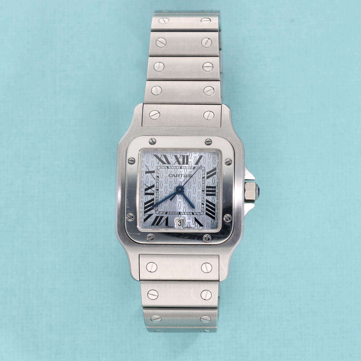 Cartier Santos Galbée 1564 (2000) - Blue dial 29 mm Steel case (2/8)