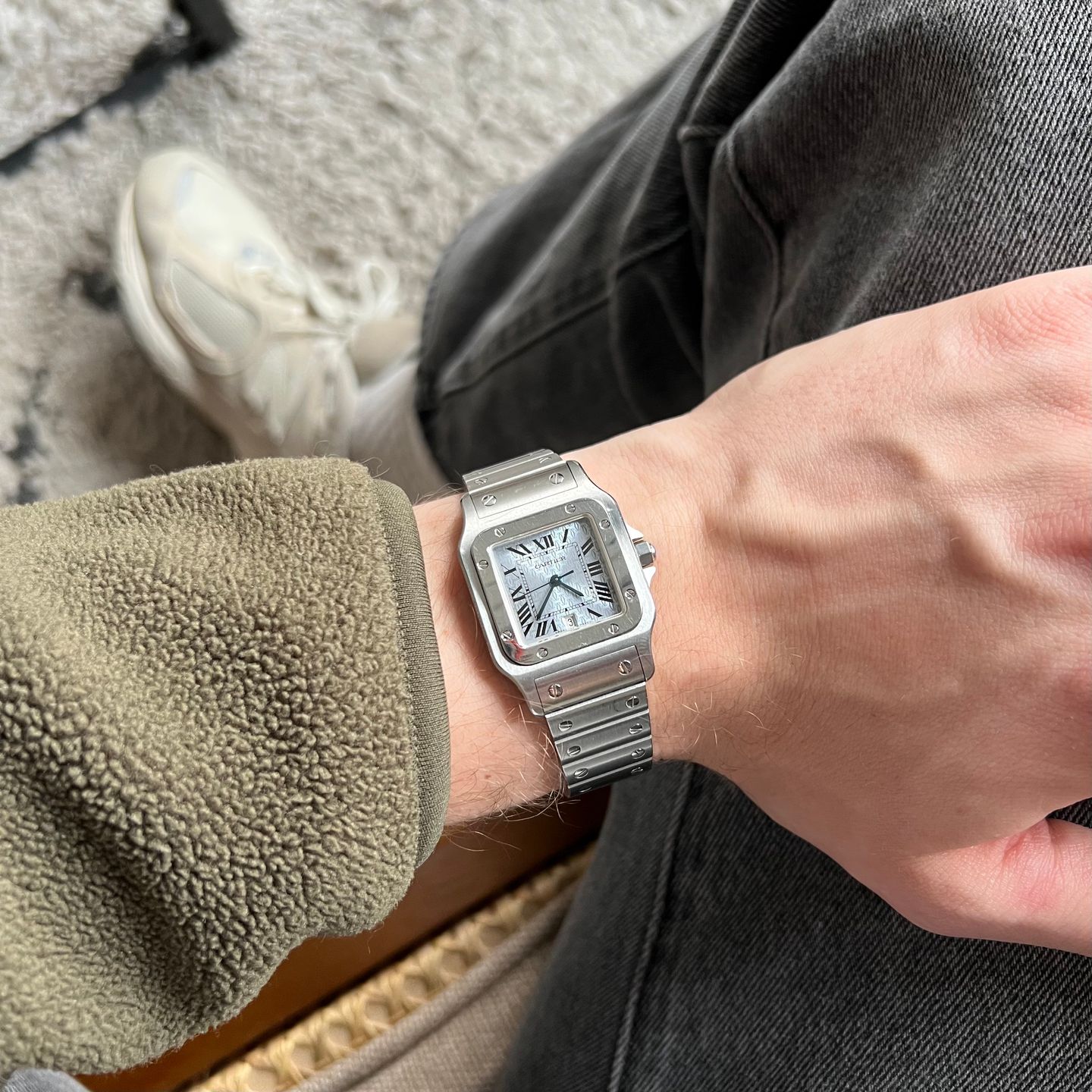 Cartier Santos Galbée 1564 (2000) - Blue dial 29 mm Steel case (3/8)