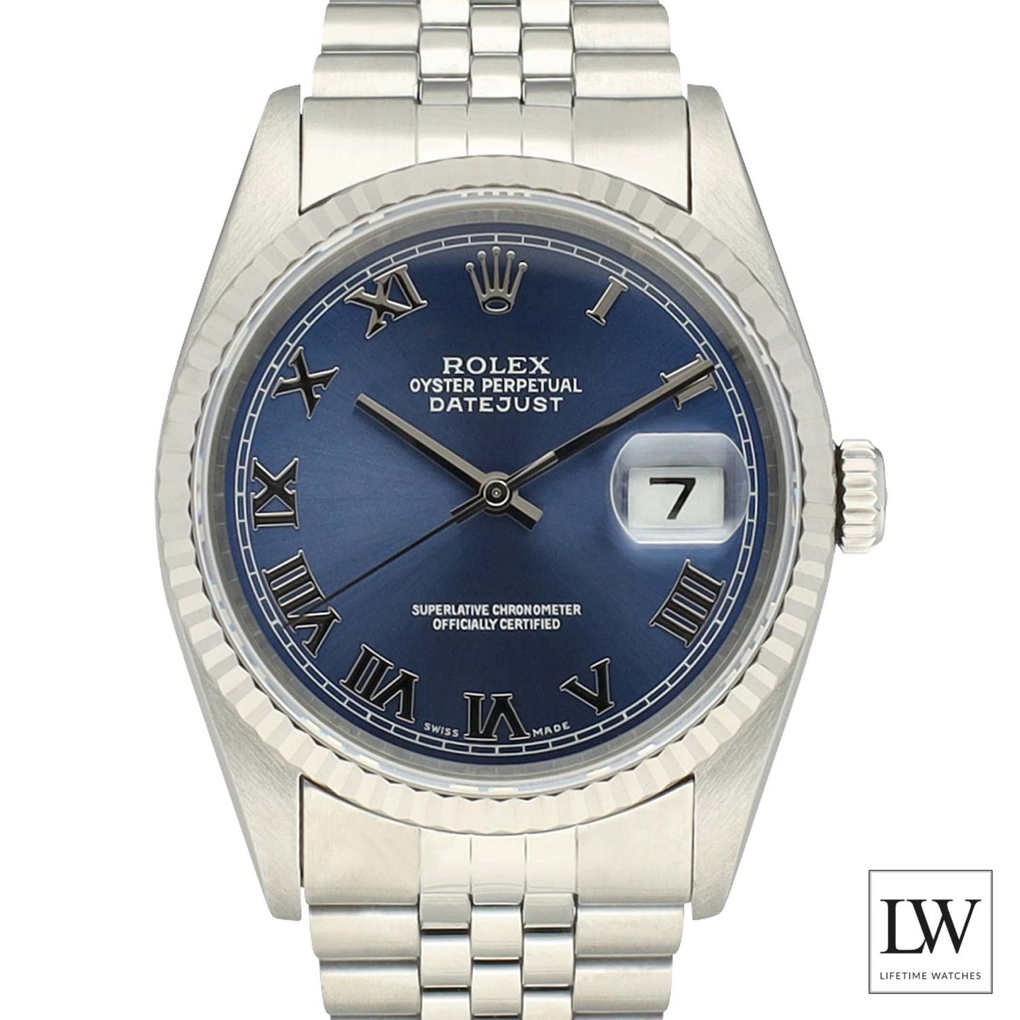 Rolex Datejust 36 16234 (1997) - Blauw wijzerplaat 36mm Staal (8/8)