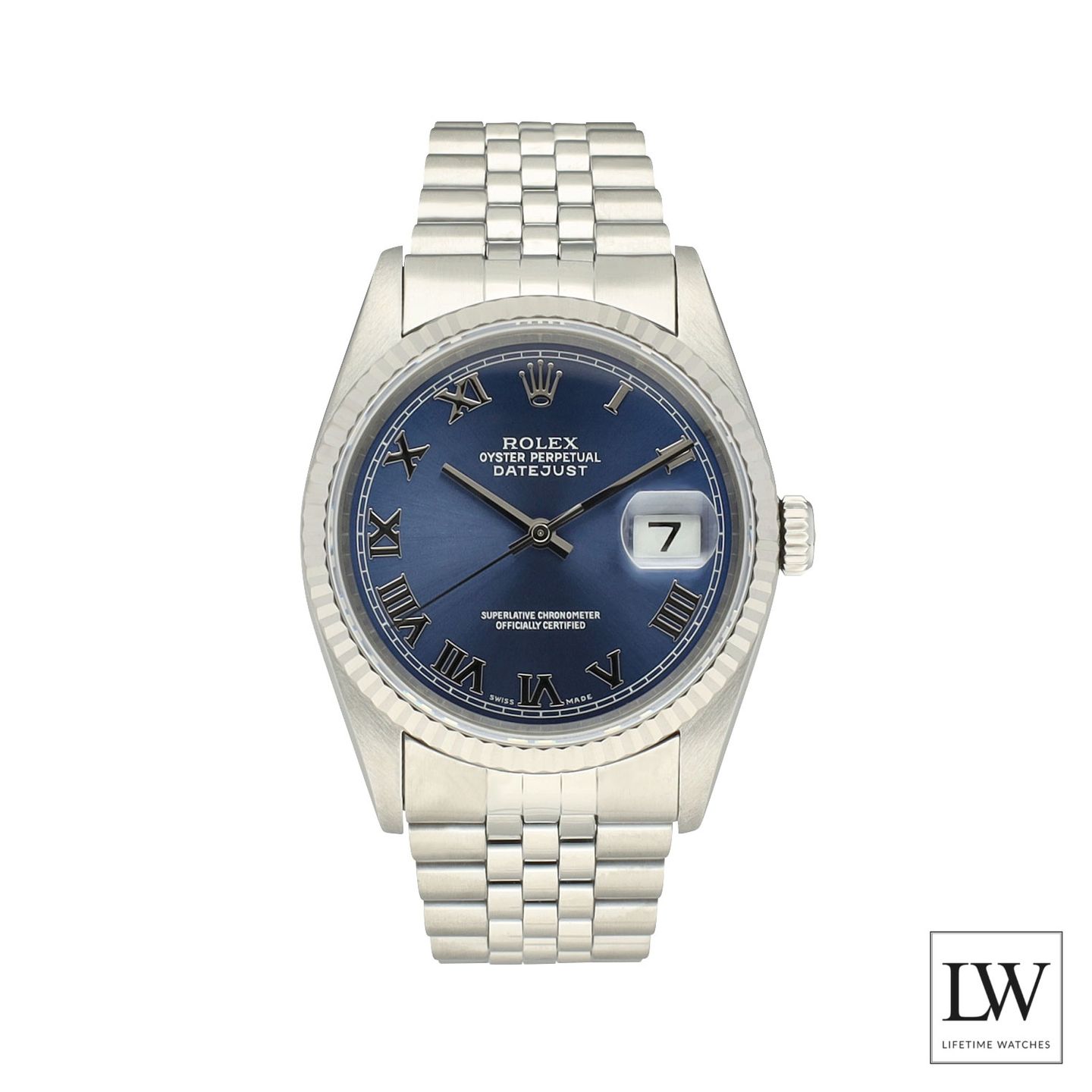 Rolex Datejust 36 16234 (1997) - Blauw wijzerplaat 36mm Staal (7/8)