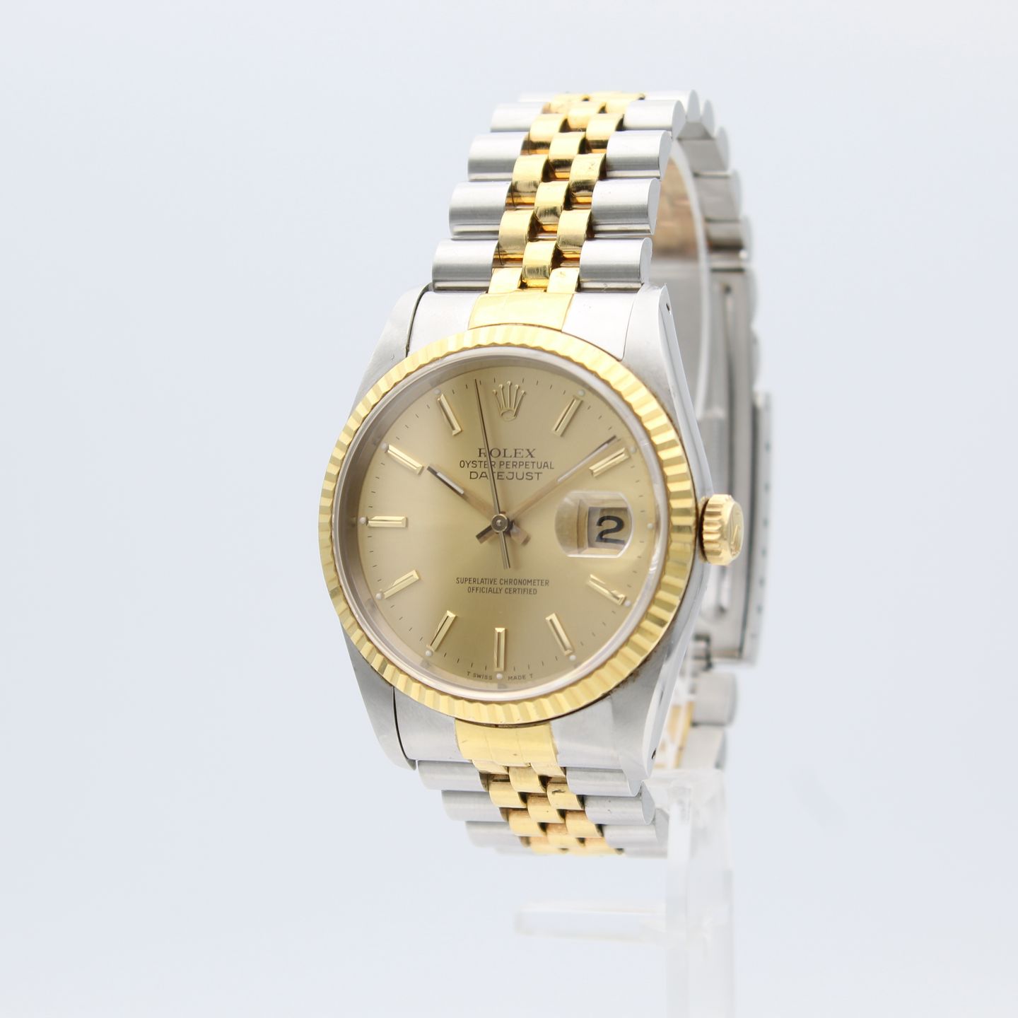 Rolex Datejust 36 16233 (1990) - Gold dial 36 mm Gold/Steel case (3/8)