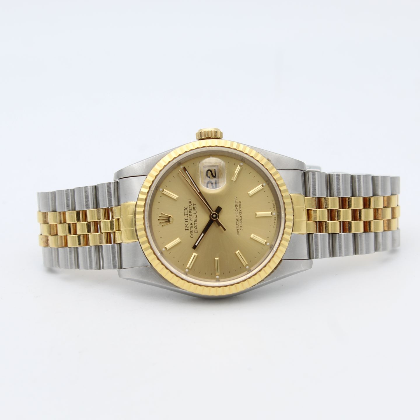 Rolex Datejust 36 16233 (1990) - Gold dial 36 mm Gold/Steel case (7/8)