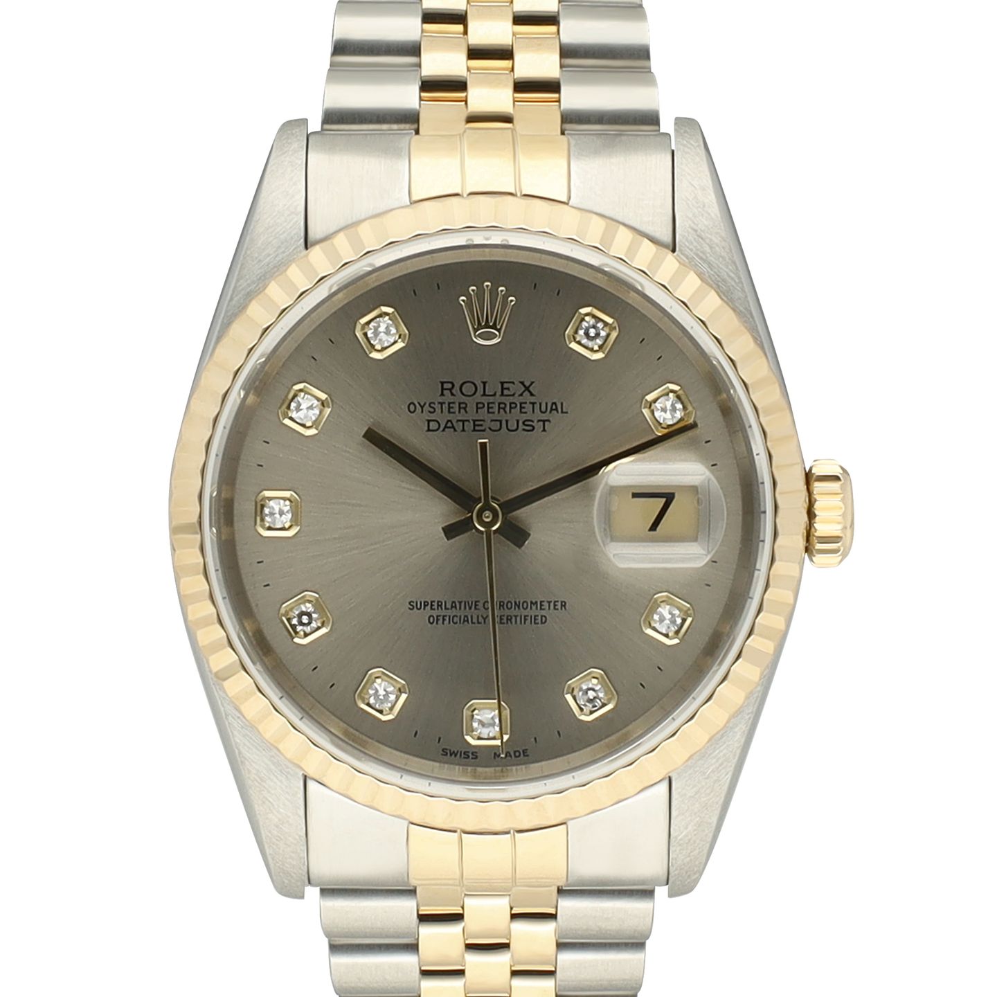 Rolex Datejust 36 16233 (1996) - Grey dial 36 mm Gold/Steel case (2/8)