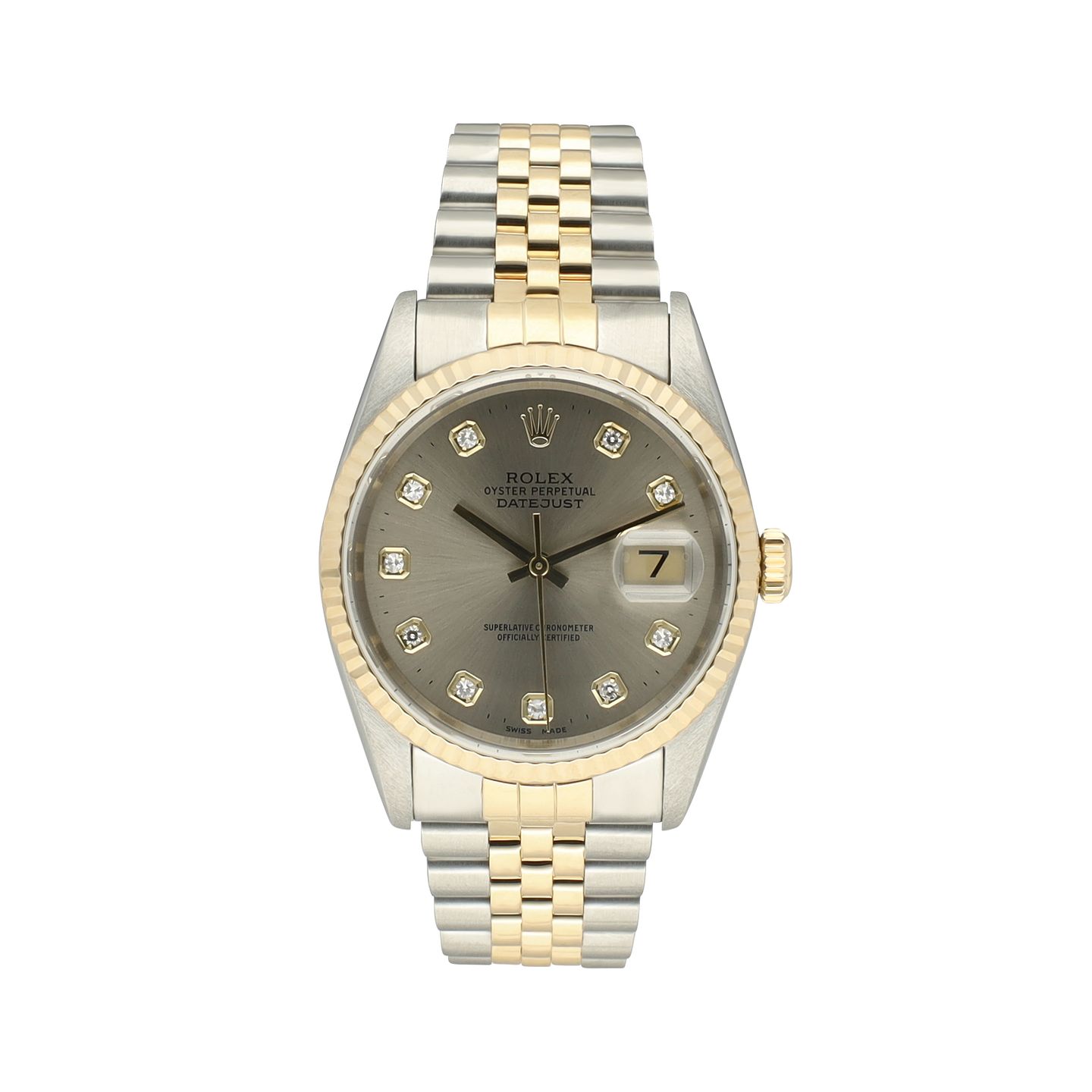 Rolex Datejust 36 16233 (1996) - Grey dial 36 mm Gold/Steel case (3/8)