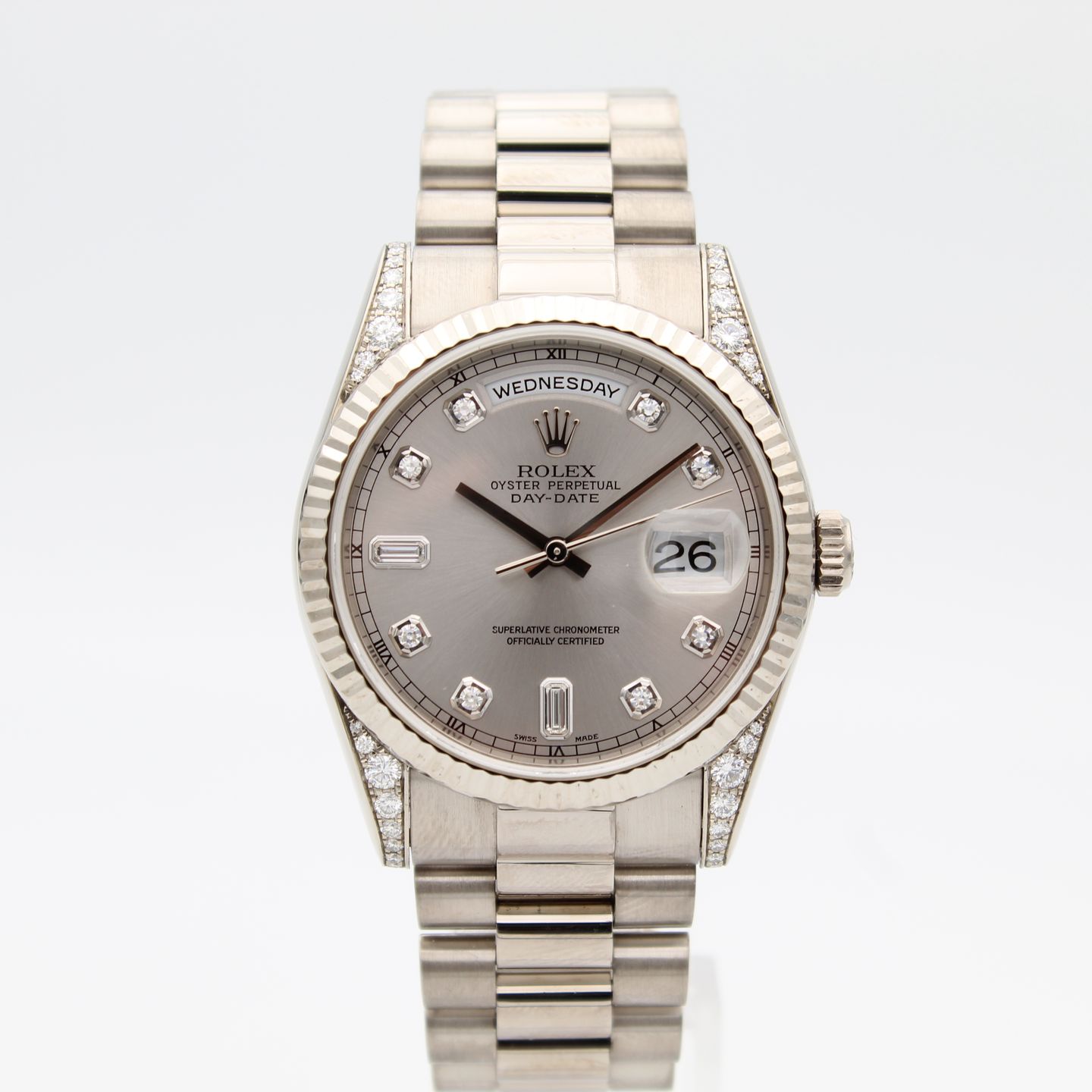 Rolex Day-Date 36 118339 (2000) - Zilver wijzerplaat 36mm Witgoud (1/8)