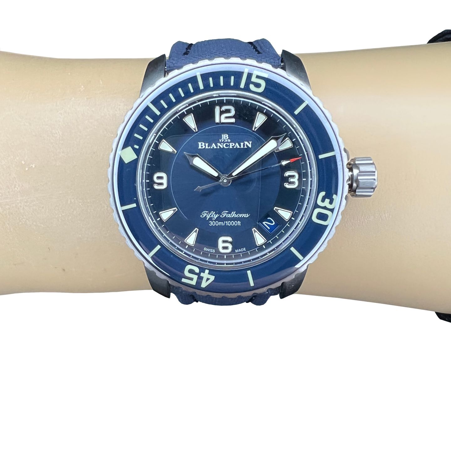 Blancpain Fifty Fathoms 5015-12B40-O52A (2024) - Blue dial 45 mm Titanium case (2/8)