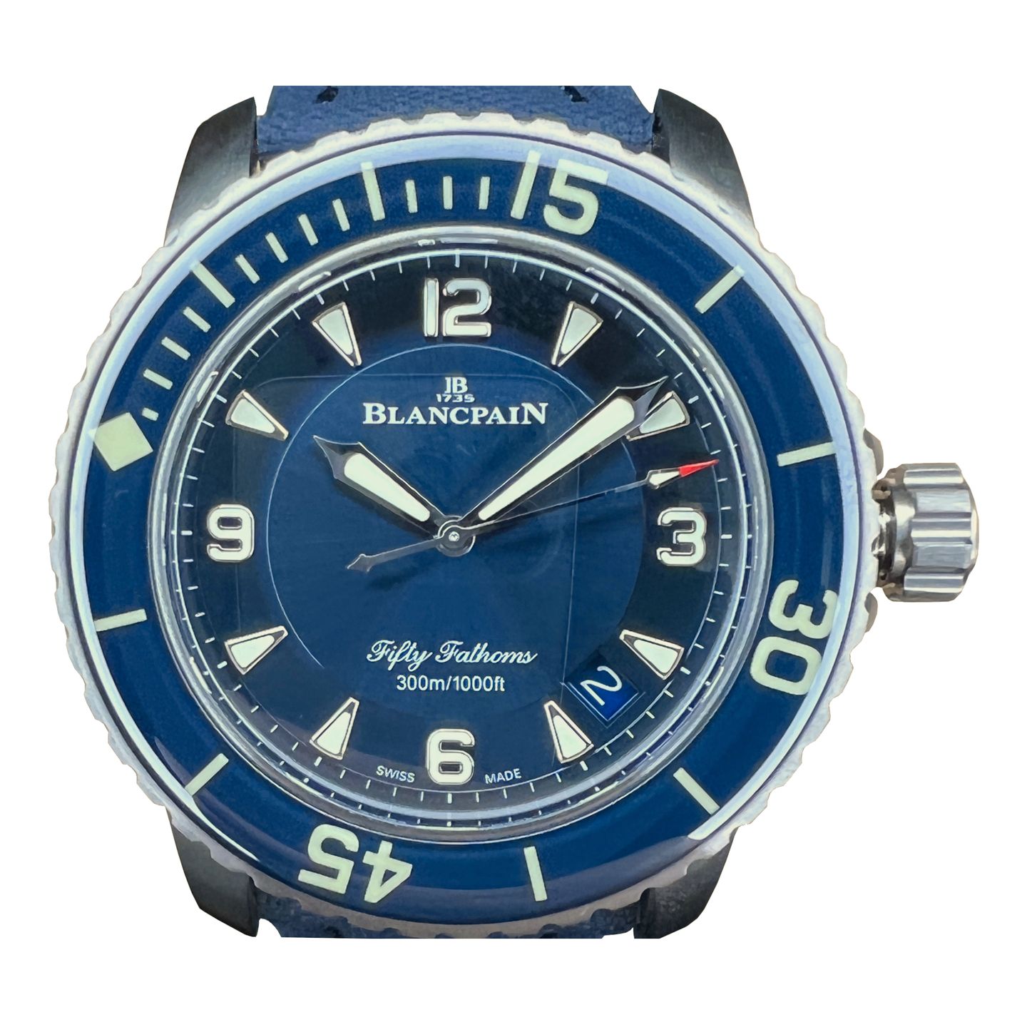 Blancpain Fifty Fathoms 5015-12B40-O52A (2024) - Blauw wijzerplaat 45mm Titanium (1/8)