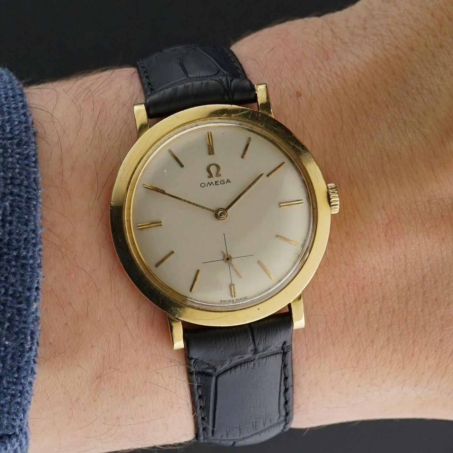 Omega Vintage 14357 (1956) - White dial 32 mm Yellow Gold case (2/8)