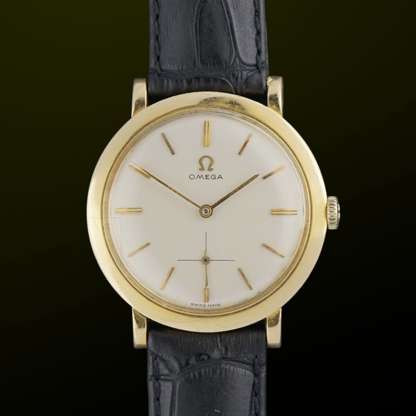 Omega Vintage 14357 (1956) - White dial 32 mm Yellow Gold case (1/8)