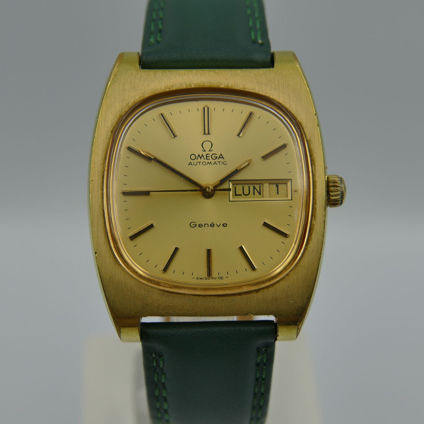 Omega Vintage Geneve automatic cal. 1012 ref 166.0190 gold pl vintage 70s (1970) - Goud wijzerplaat 36mm Staal (2/8)