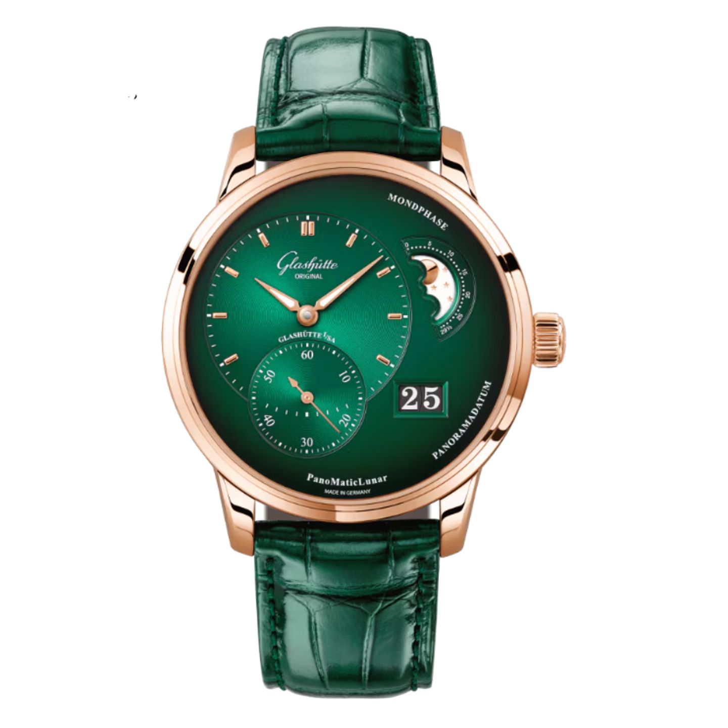 Glashütte Original PanoMaticLunar 1-90-02-23-35-61 (2022) - Groen wijzerplaat 40mm Roodgoud (1/1)