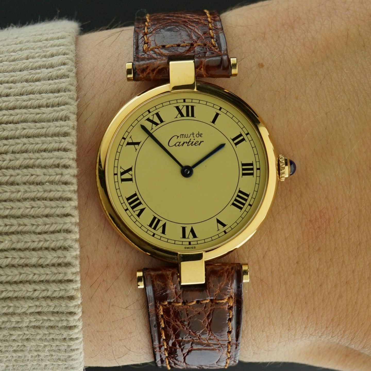 Cartier Vermeil 590003 (1990) - Champagne dial 30 mm Silver case (2/8)