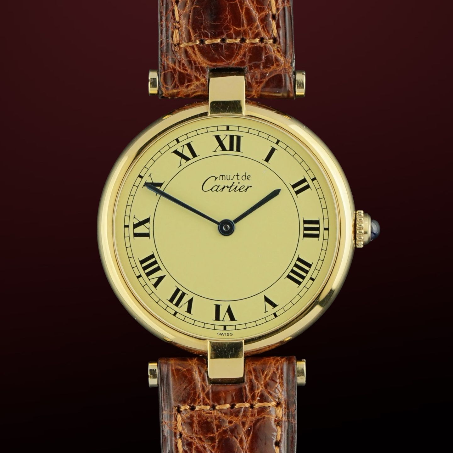 Cartier Vermeil 590003 (1990) - Champagne dial 30 mm Silver case (1/8)