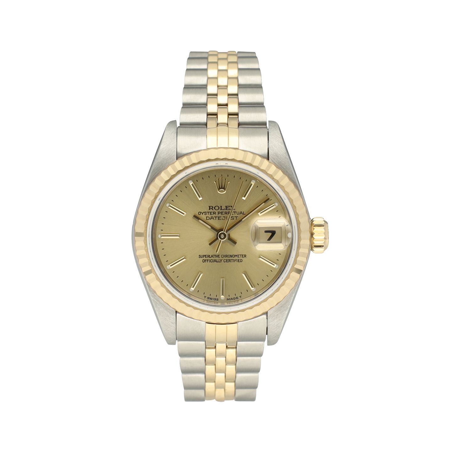 Rolex Lady-Datejust 69173 (1996) - Champagne wijzerplaat 26mm Goud/Staal (2/8)