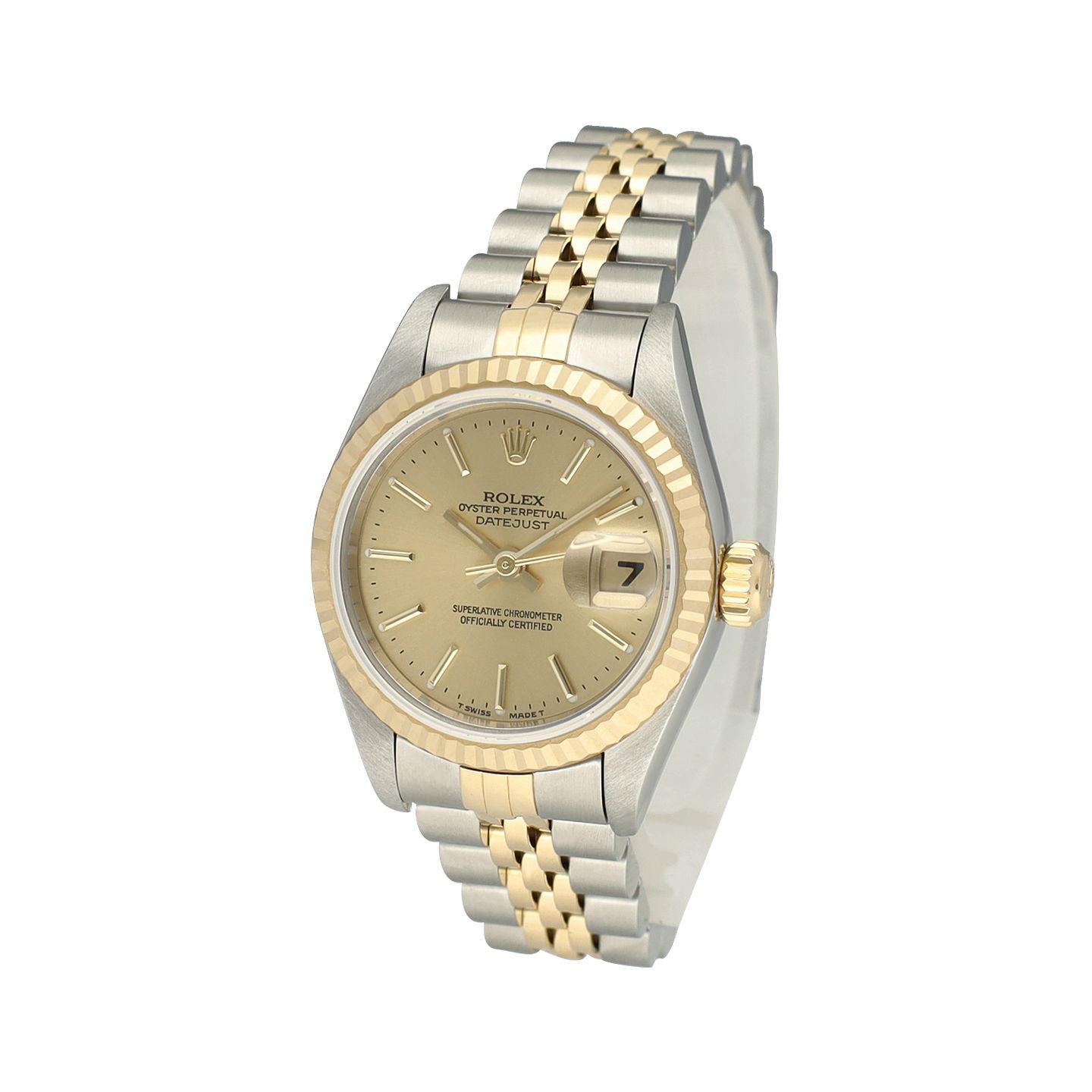 Rolex Lady-Datejust 69173 (1996) - Champagne wijzerplaat 26mm Goud/Staal (3/8)