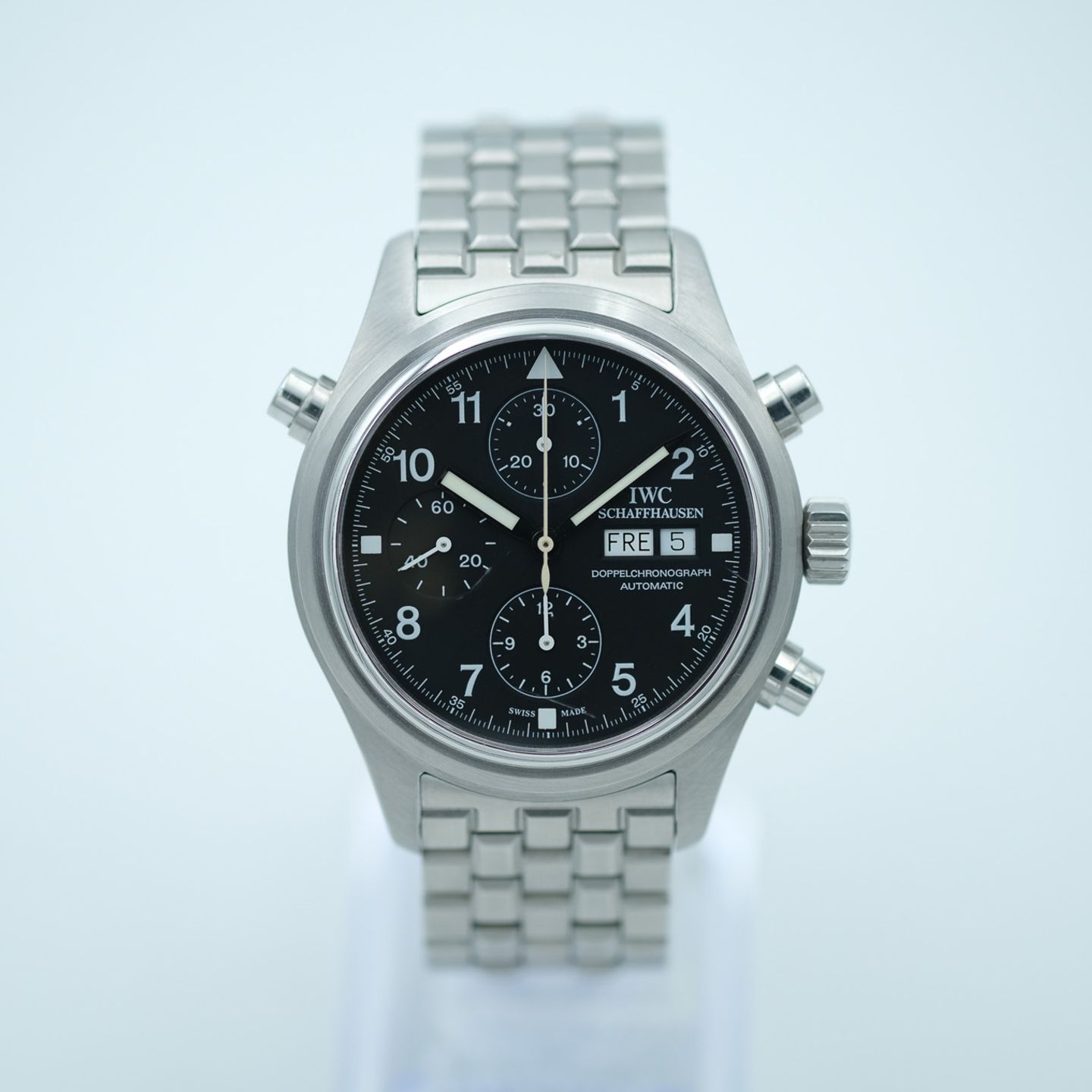 IWC Pilot Double Chronograph IW3713 (2004) - Black dial 42 mm Steel case (3/8)