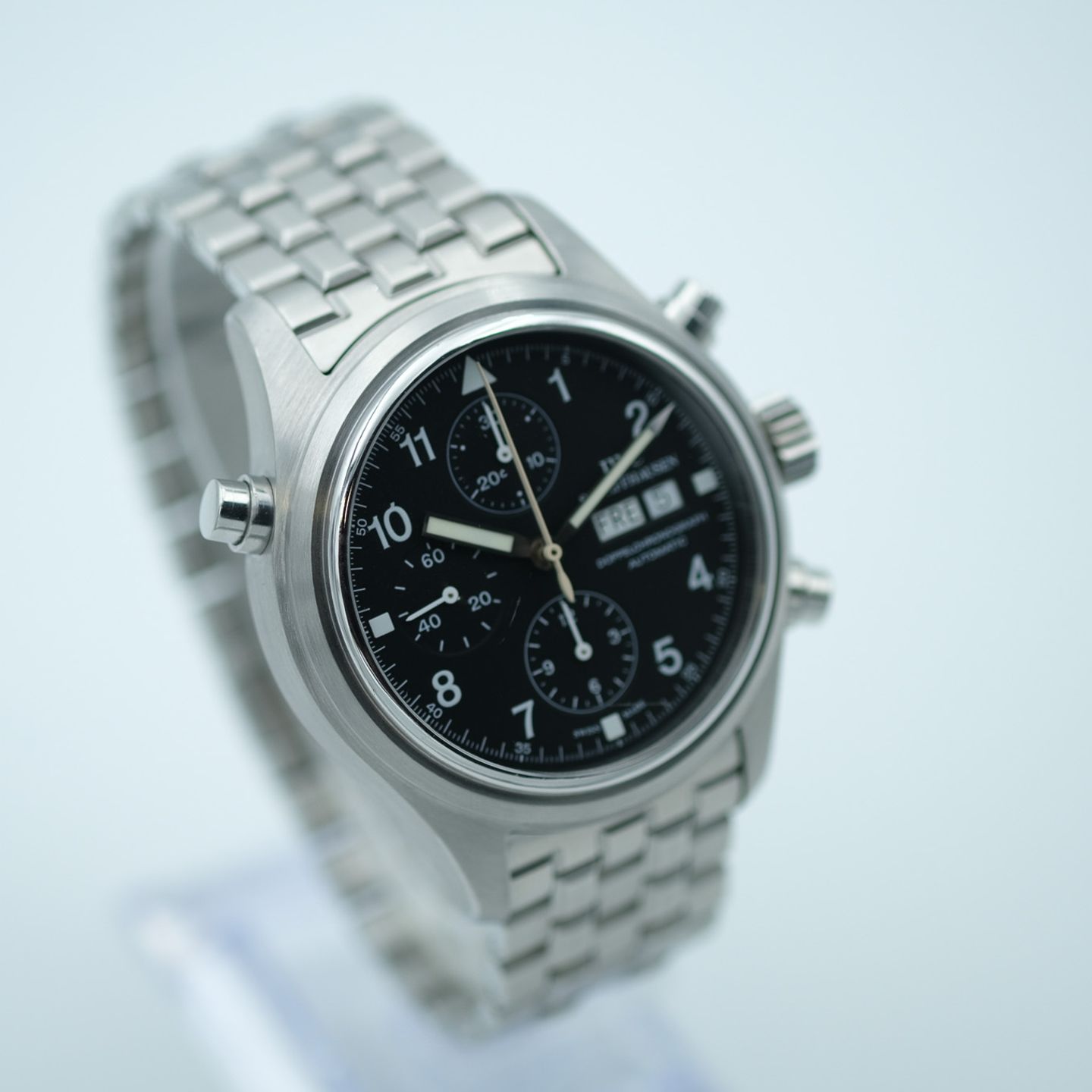 IWC Pilot Double Chronograph IW3713 (2004) - Black dial 42 mm Steel case (7/8)