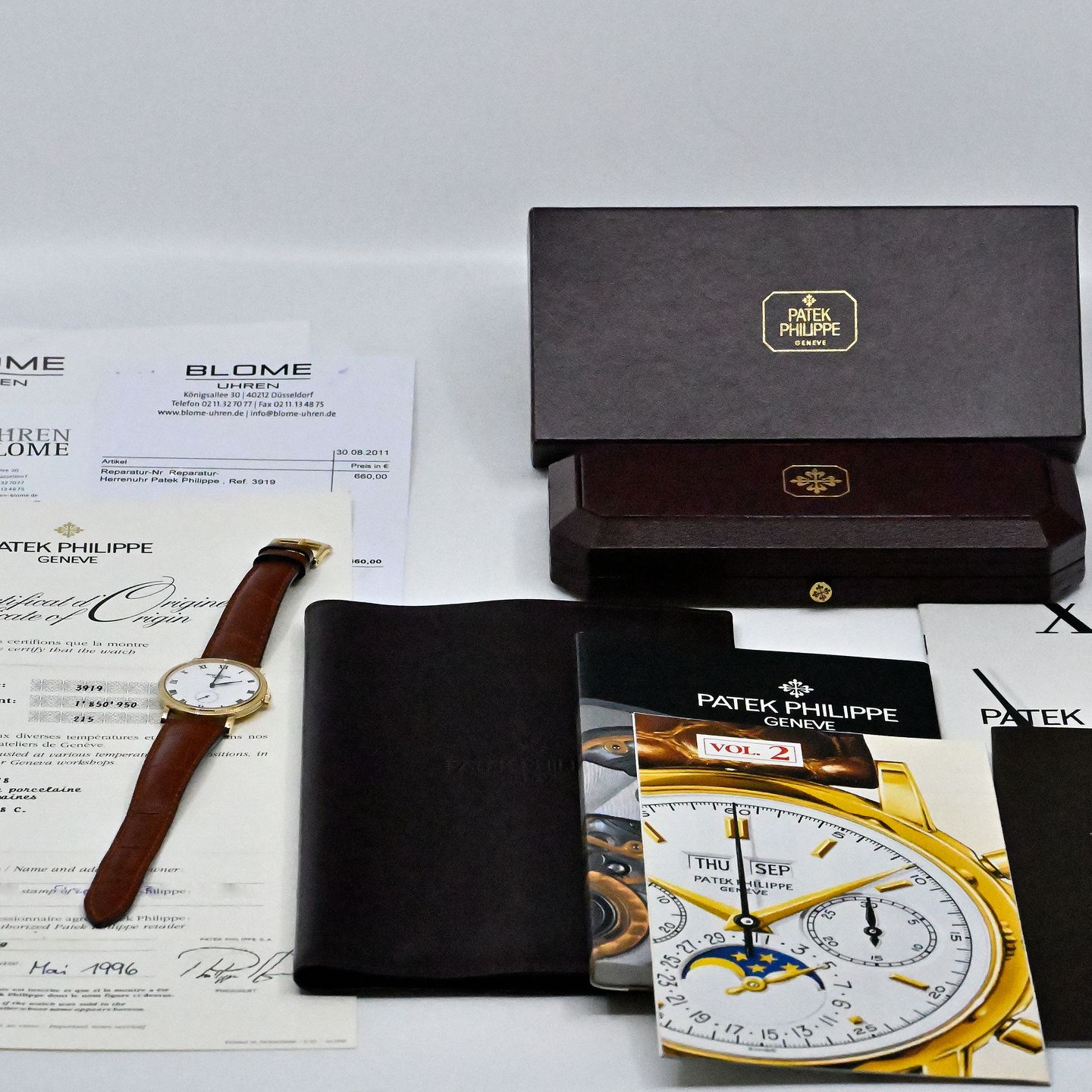 Patek Philippe Calatrava 3919 (1996) - White dial 33 mm Yellow Gold case (3/8)