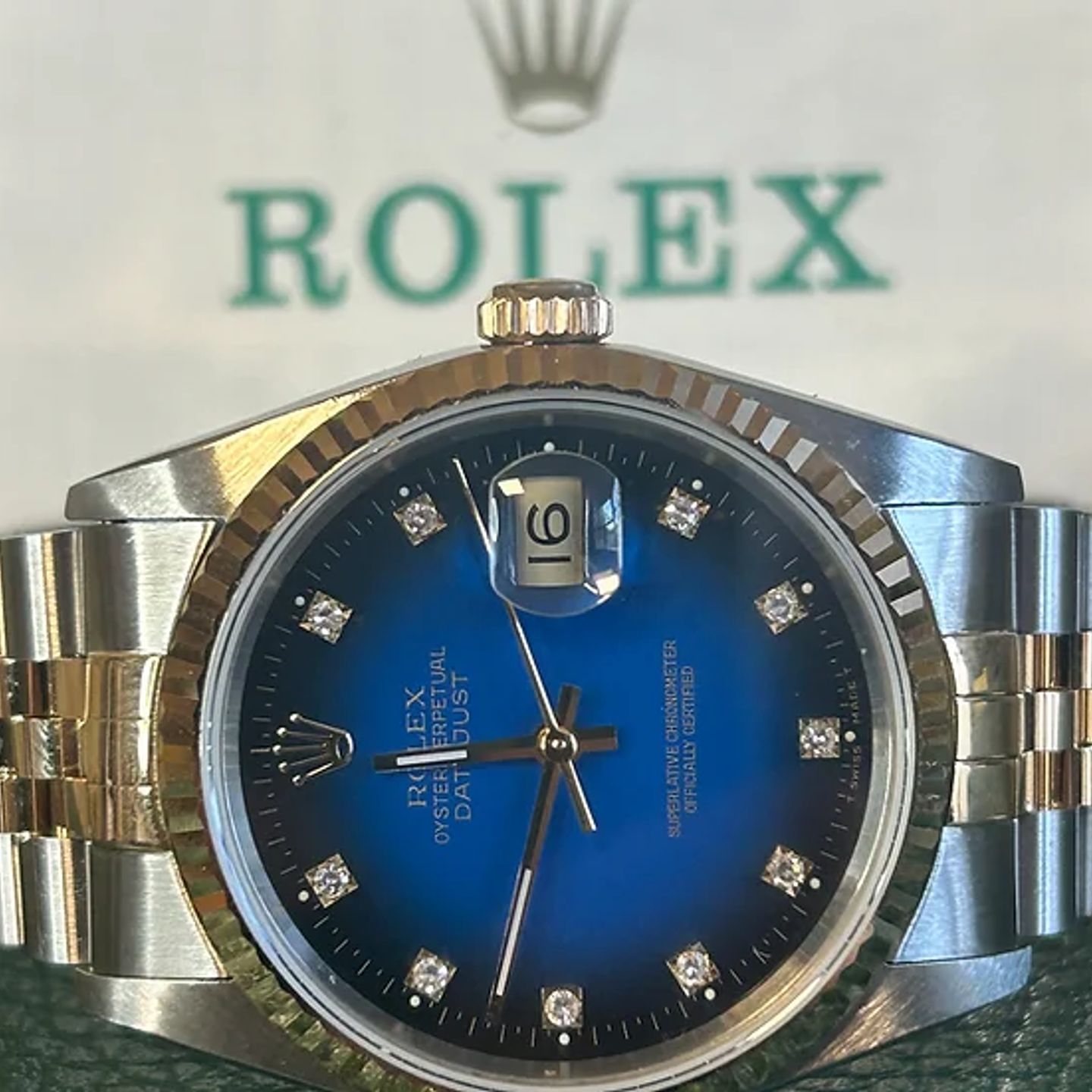 Rolex Datejust 36 16233 (1991) - Blauw wijzerplaat 36mm Goud/Staal (1/6)