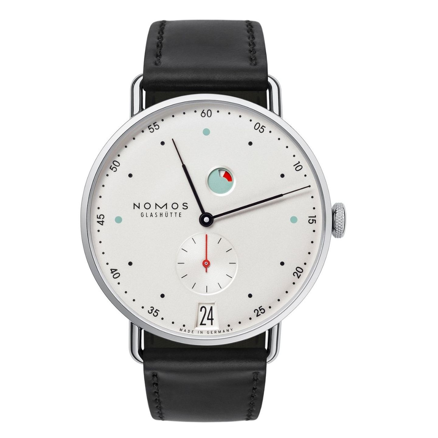 NOMOS Metro Datum Gangreserve 1101 (2024) - Zilver wijzerplaat 37mm Staal (1/1)