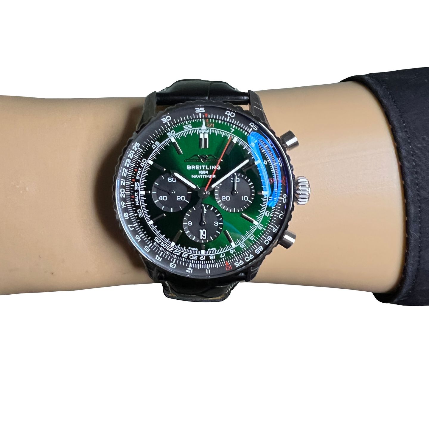 Breitling Navitimer 01 (46 MM) AB0137241L1P1 (2024) - Groen wijzerplaat 46mm Staal (3/8)