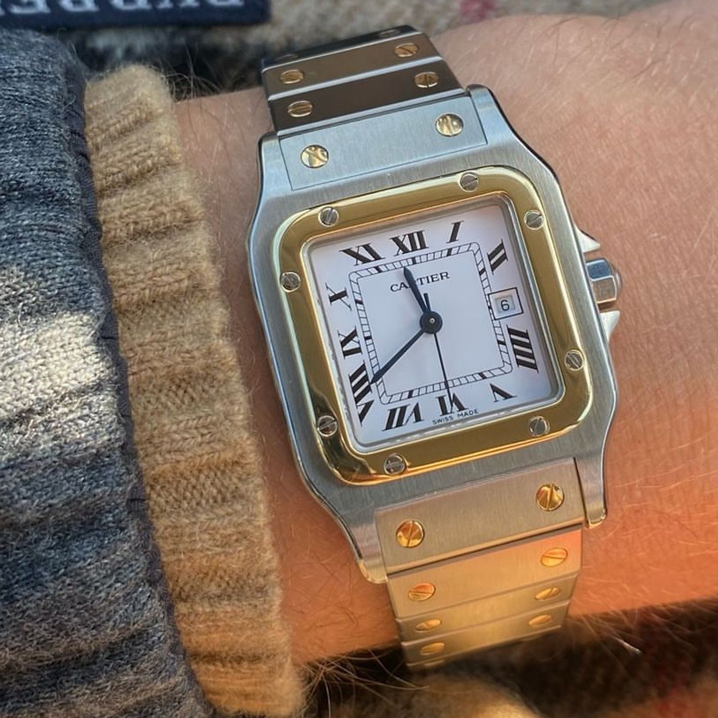 Cartier Santos 2961 (1995) - White dial 29 mm Gold/Steel case (1/4)