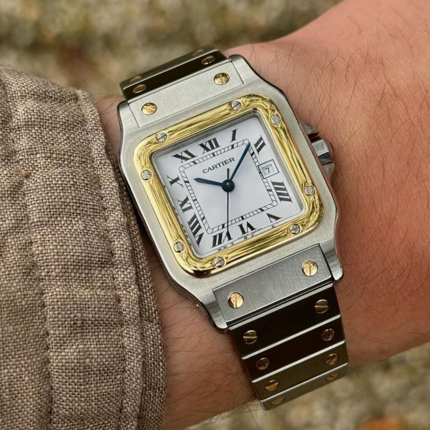 Cartier Santos 2961 (1995) - White dial 29 mm Gold/Steel case (2/4)