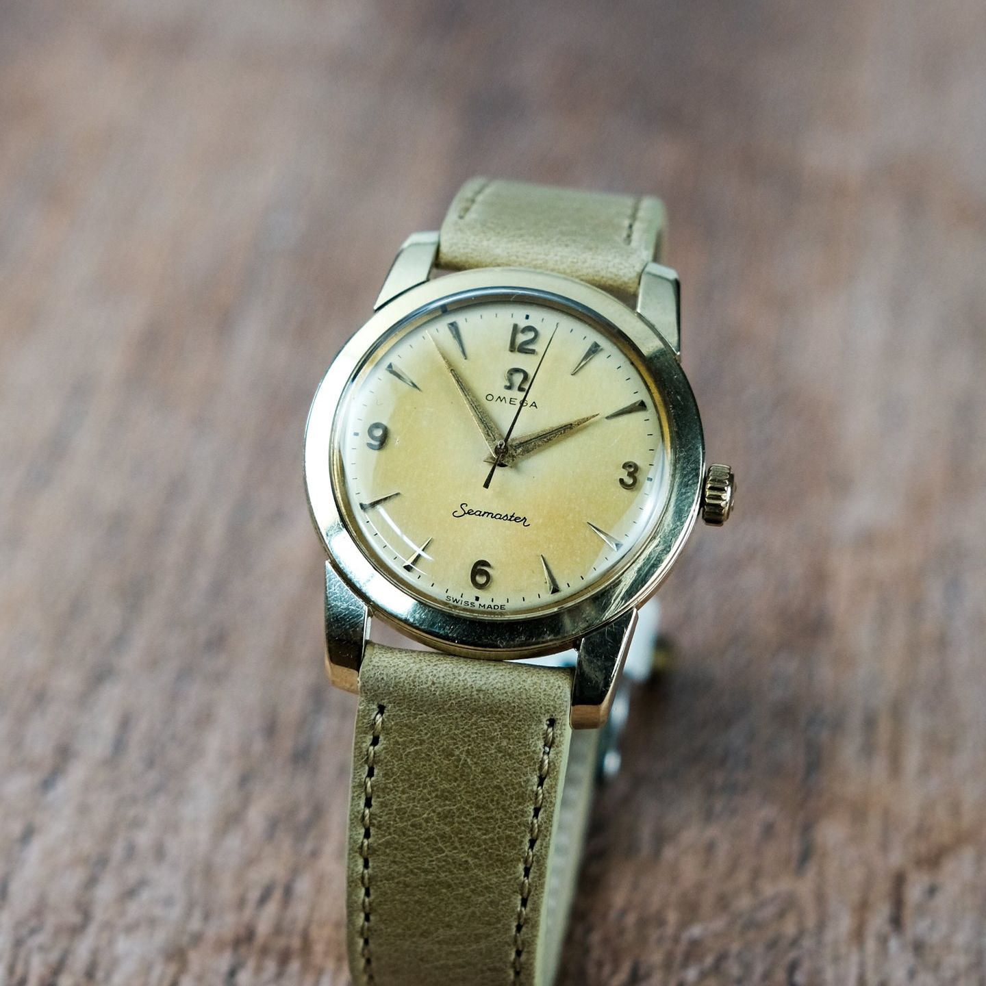 Omega Seamaster 2759 (1954) - Champagne wijzerplaat 35mm Goud/Staal (3/4)