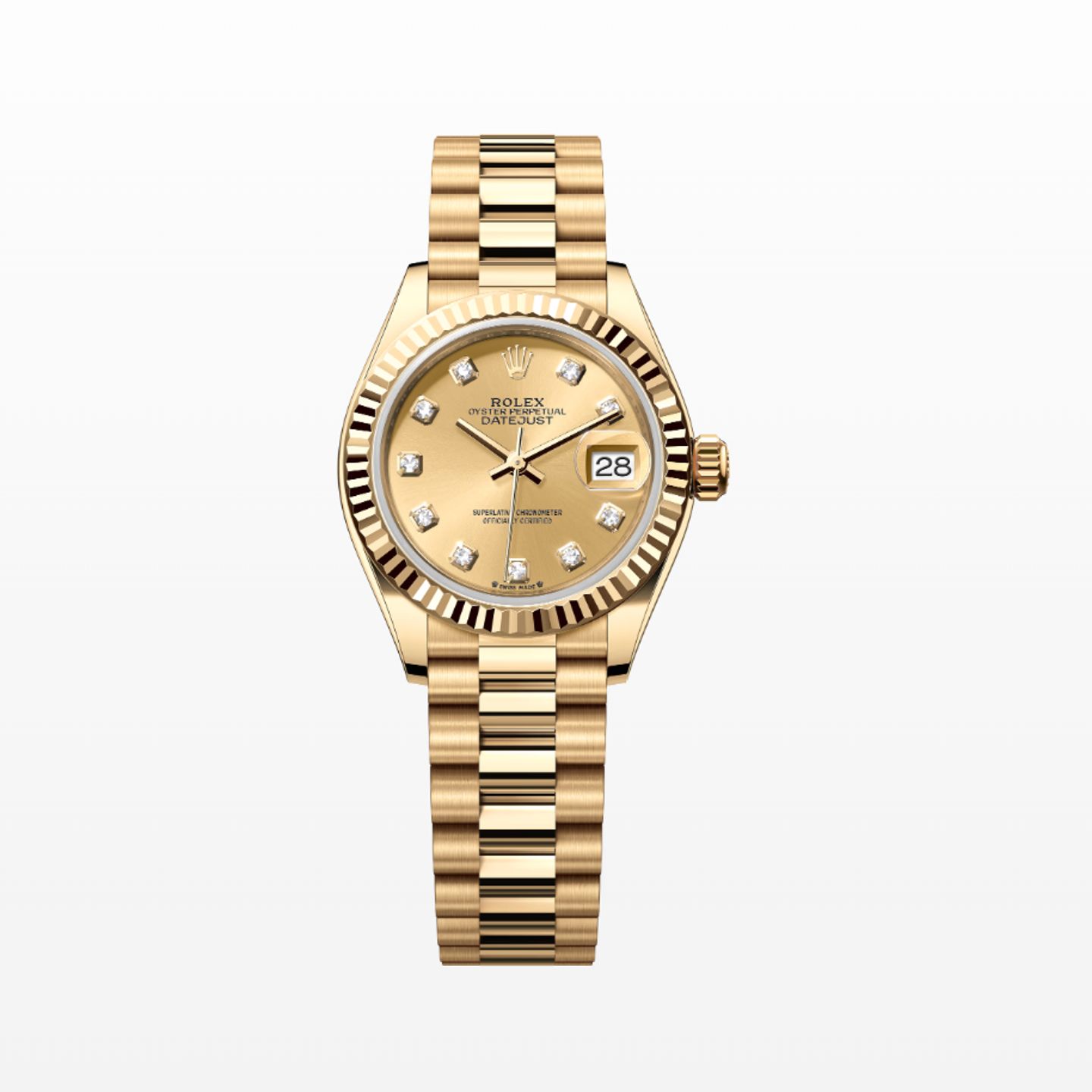 Rolex Lady-Datejust 279178 (2021) - Champagne wijzerplaat 28mm Geelgoud (1/1)