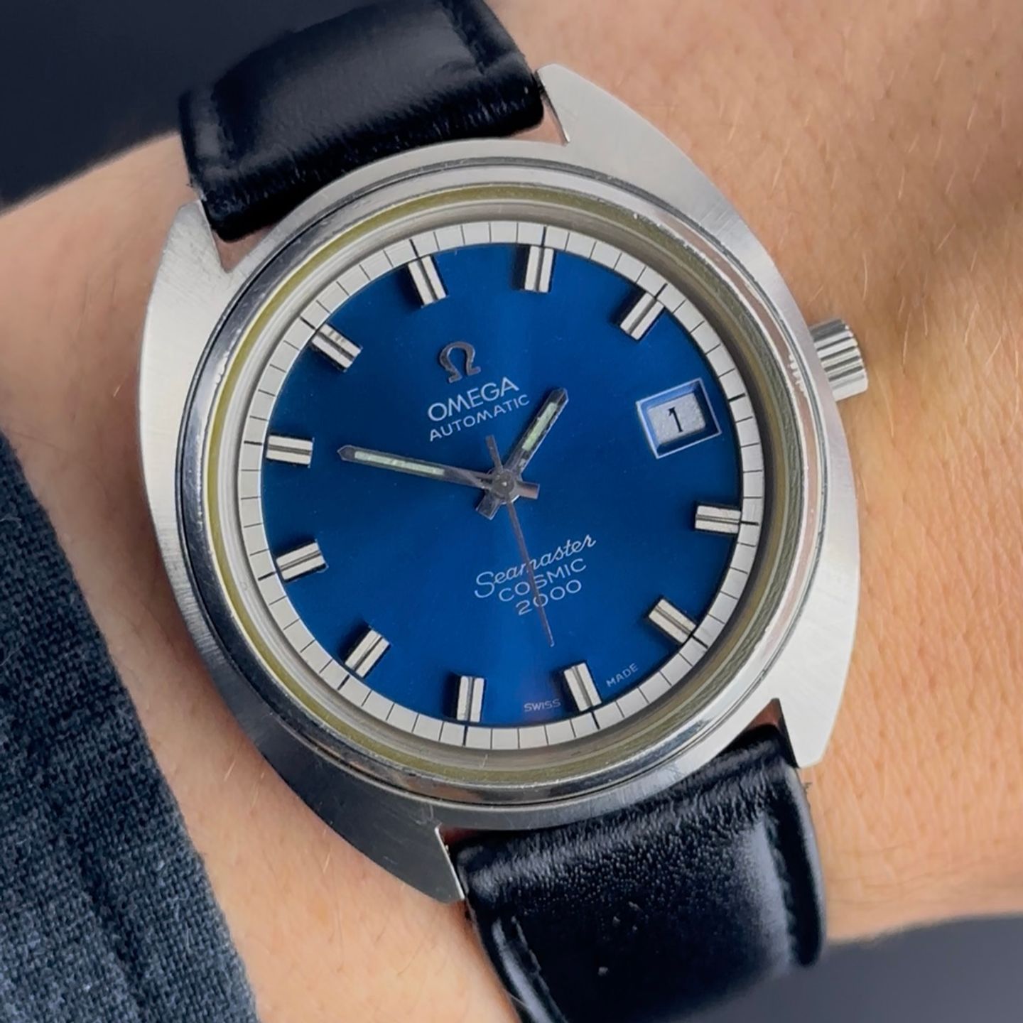 Omega Seamaster Cosmic 166.132 (1971) - Blauw wijzerplaat 39mm Staal (2/8)