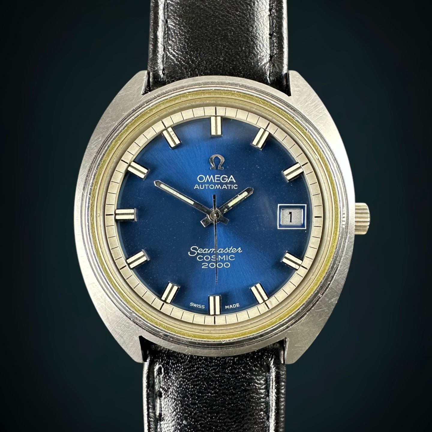 Omega Seamaster Cosmic 166.132 (1971) - Blauw wijzerplaat 39mm Staal (1/8)