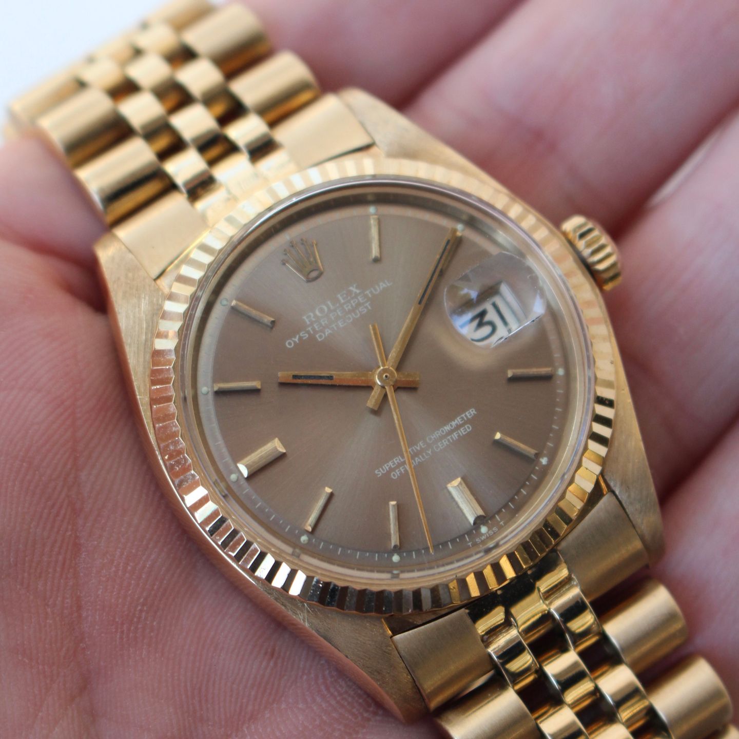 Rolex Datejust 1601 (1974) - Bronze dial 36 mm Yellow Gold case (1/6)