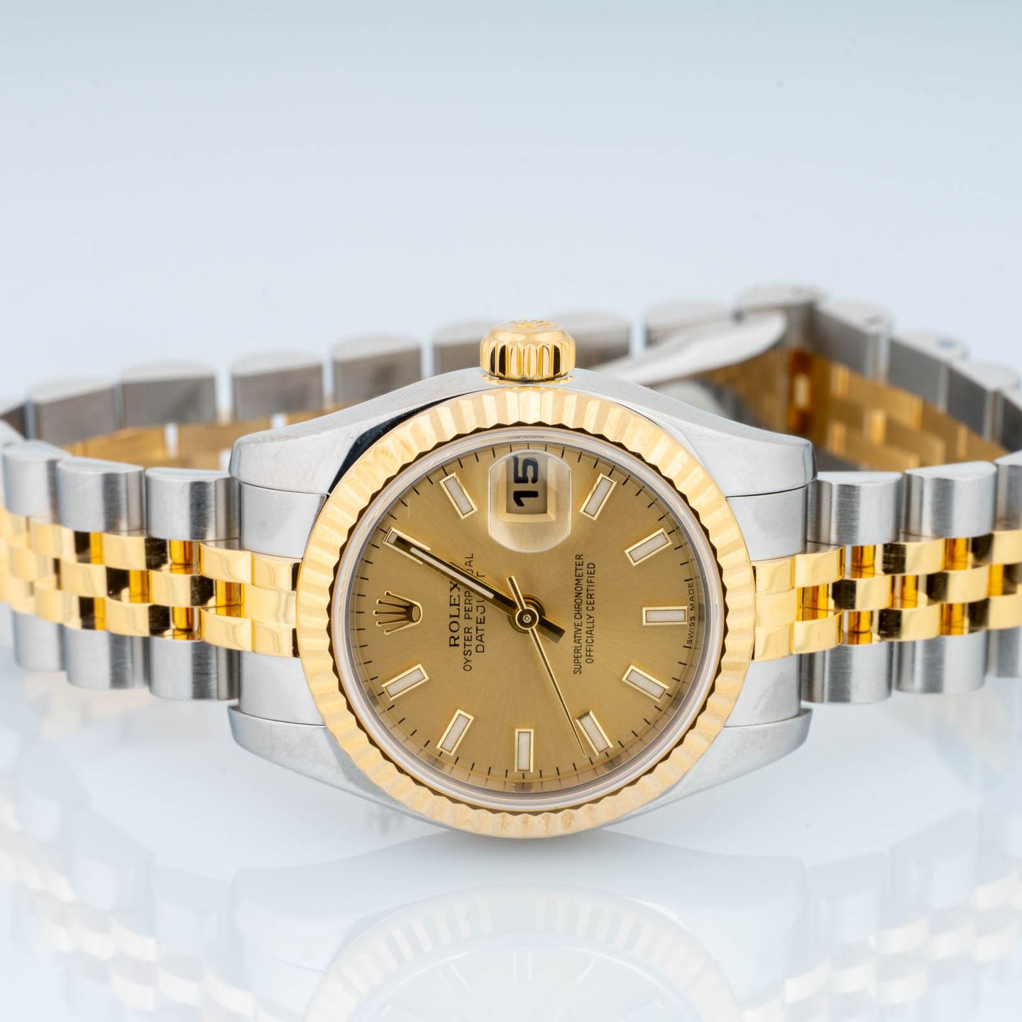 Rolex Lady-Datejust 179173 (2007) - Gold dial 26 mm Gold/Steel case (6/6)