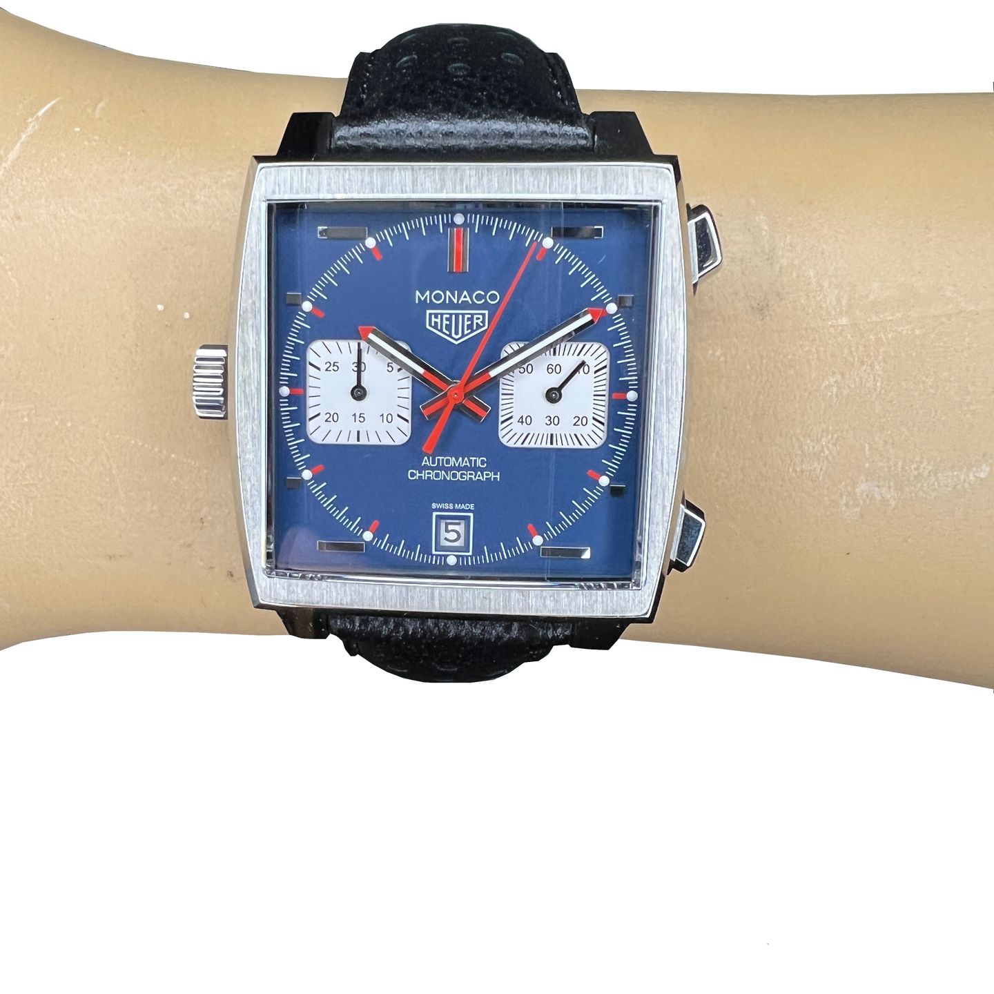 TAG Heuer Monaco Calibre 11 CAW211P.FC6356 (2024) - Blauw wijzerplaat 39mm Staal (2/8)